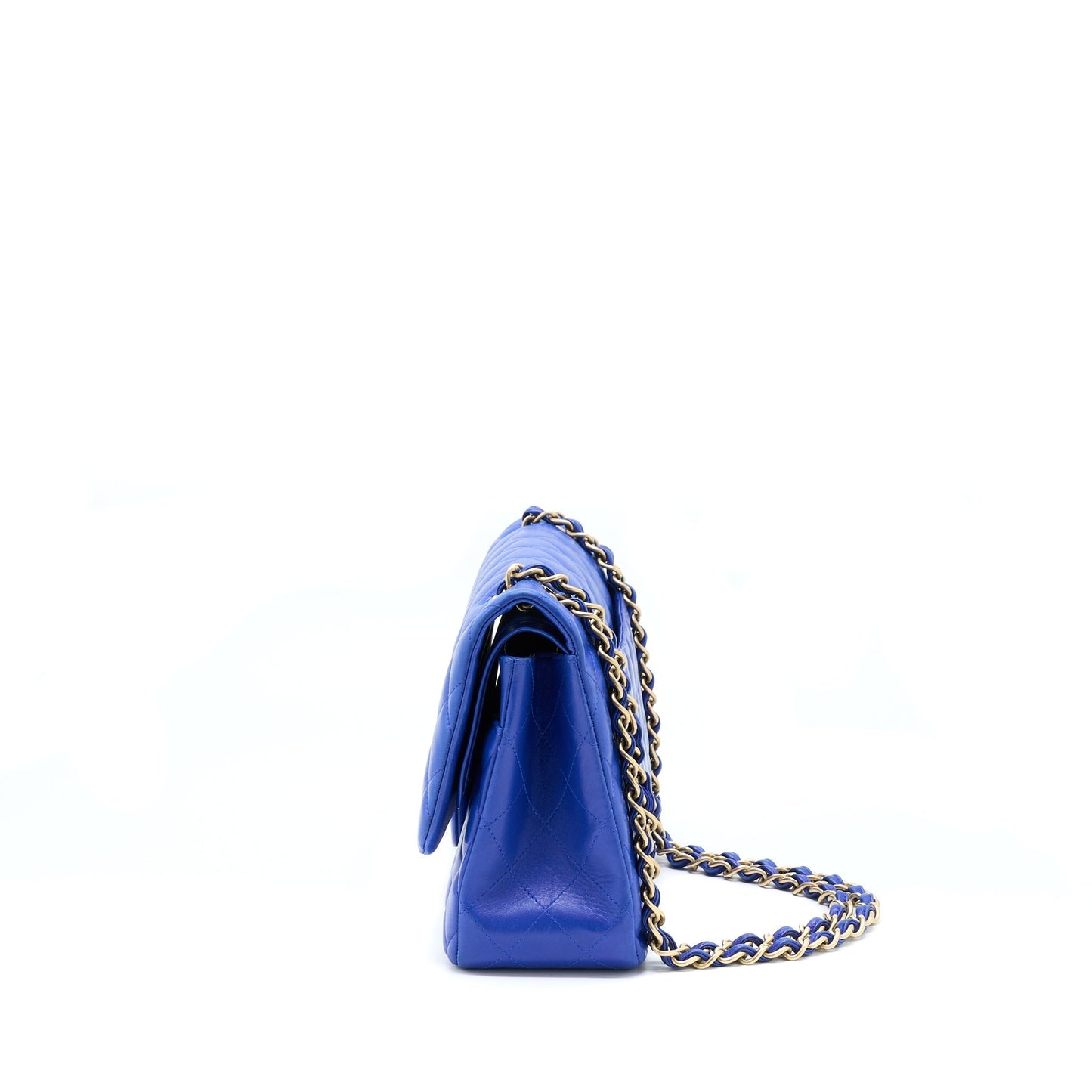Chanel Jumbo Classic Double Flap Lambskin Brushed Blue Shoulder Bag