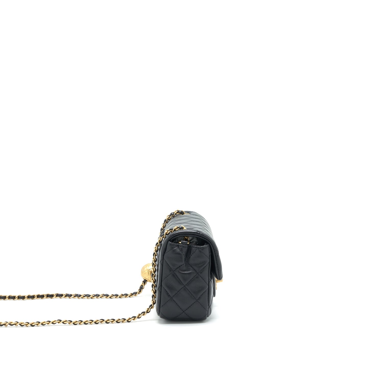Chanel Pearl Crushed Rectangular Flap Black Mini Bag