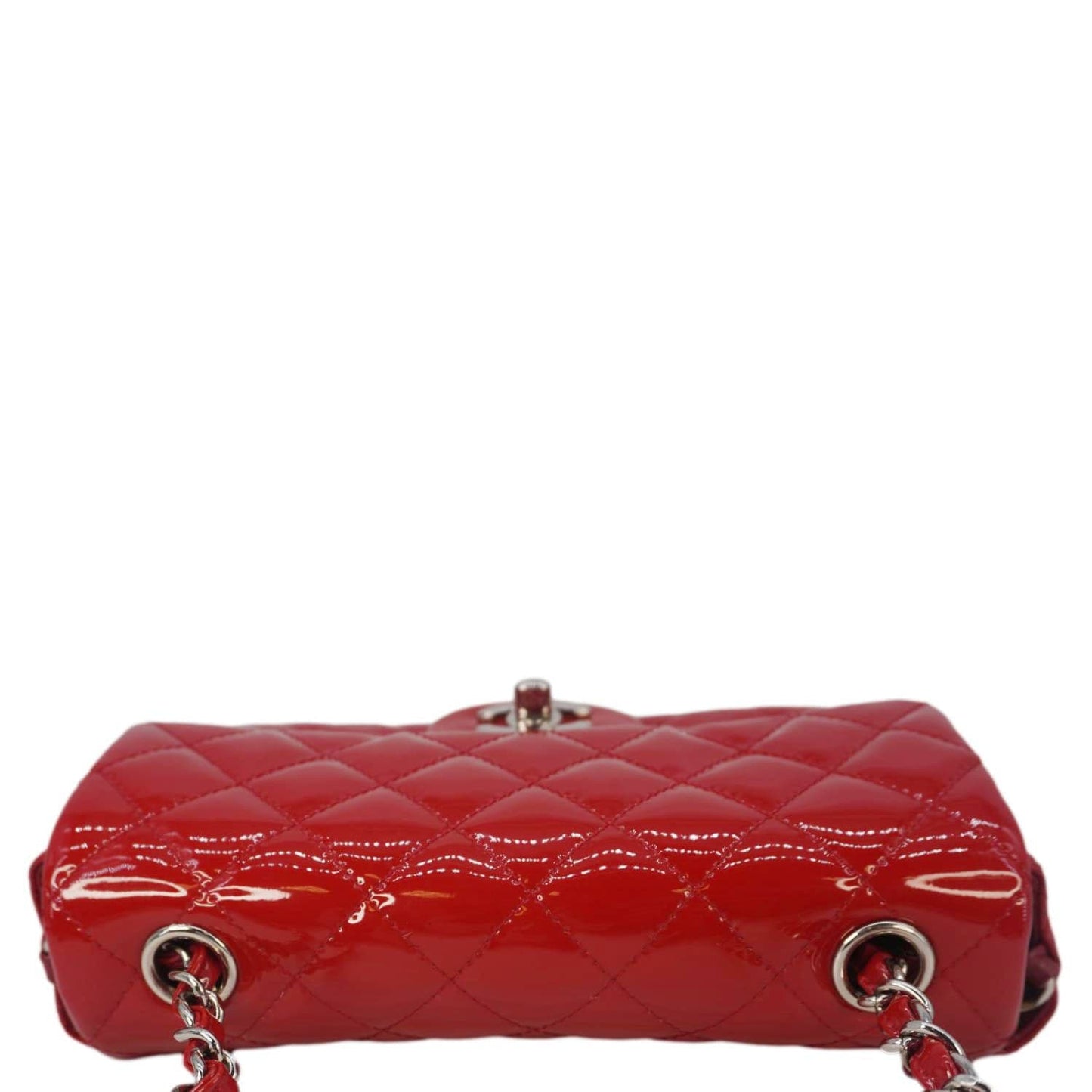 Chanel Classic Rectangular Flap Quilted Patent Leather Red Travel Bag
