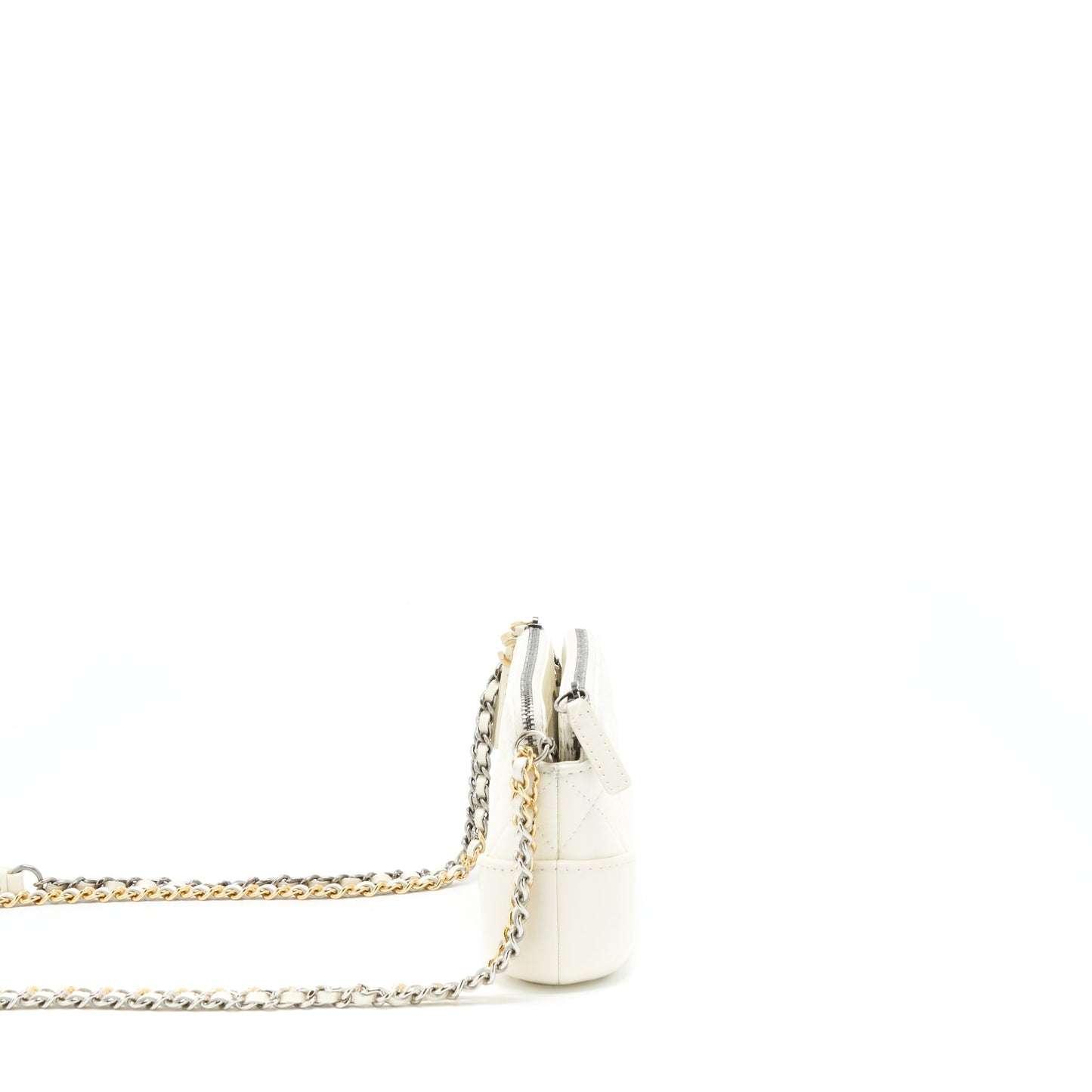 Chanel Gabrielle On Aged Calfskin ilver Hardware White Gold Silver Clutch Bag