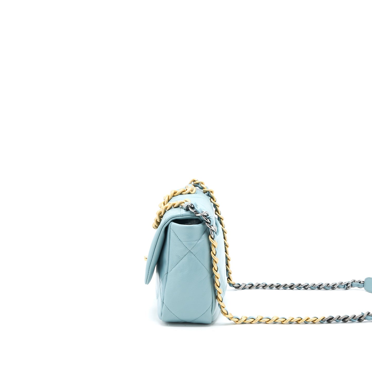 Chanel 19 Lambskin Light Hardware Multicolour Blue Small Handbag