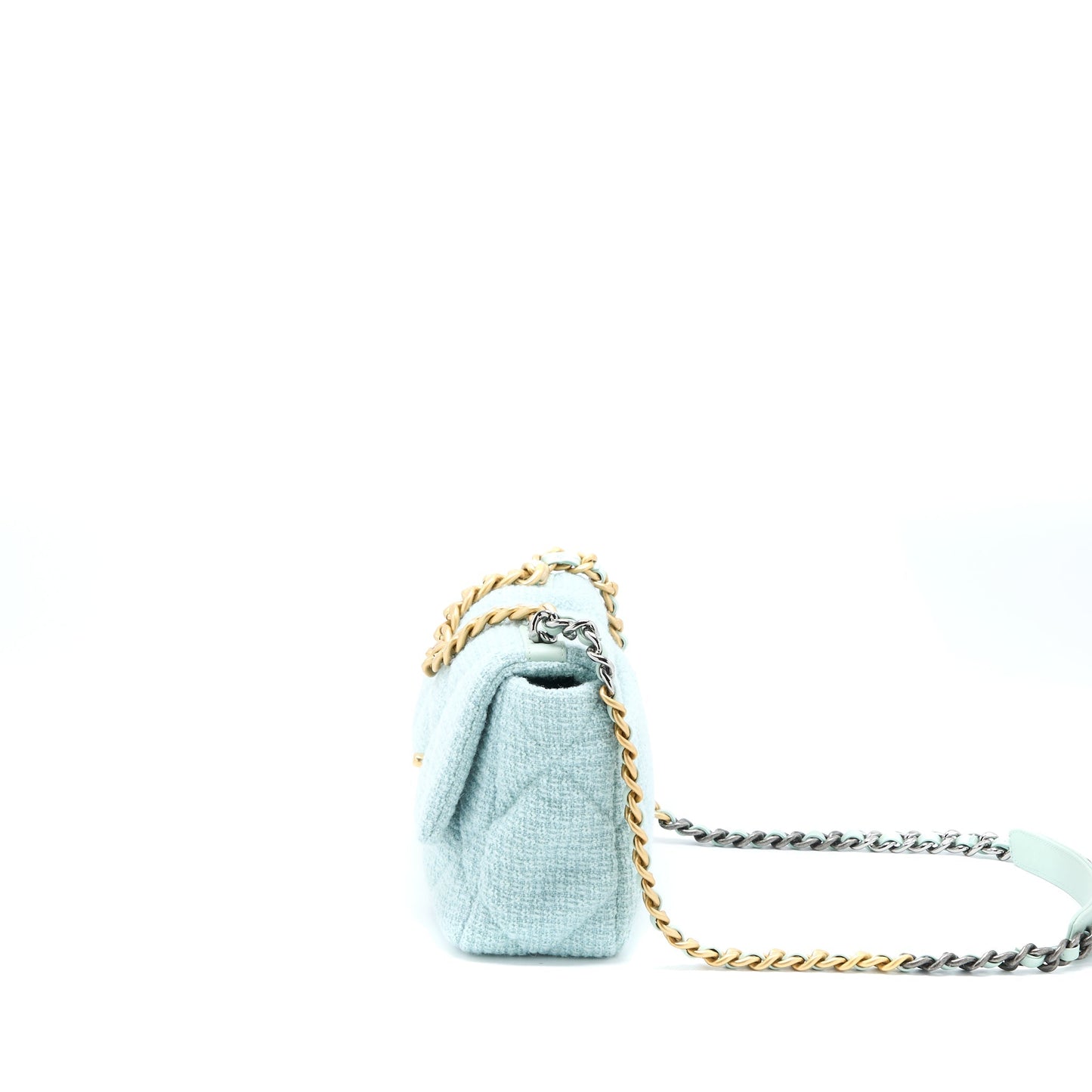Chanel 22B 19 Tweed Light Hardware Micorchip Multicolour Green Small Handbag