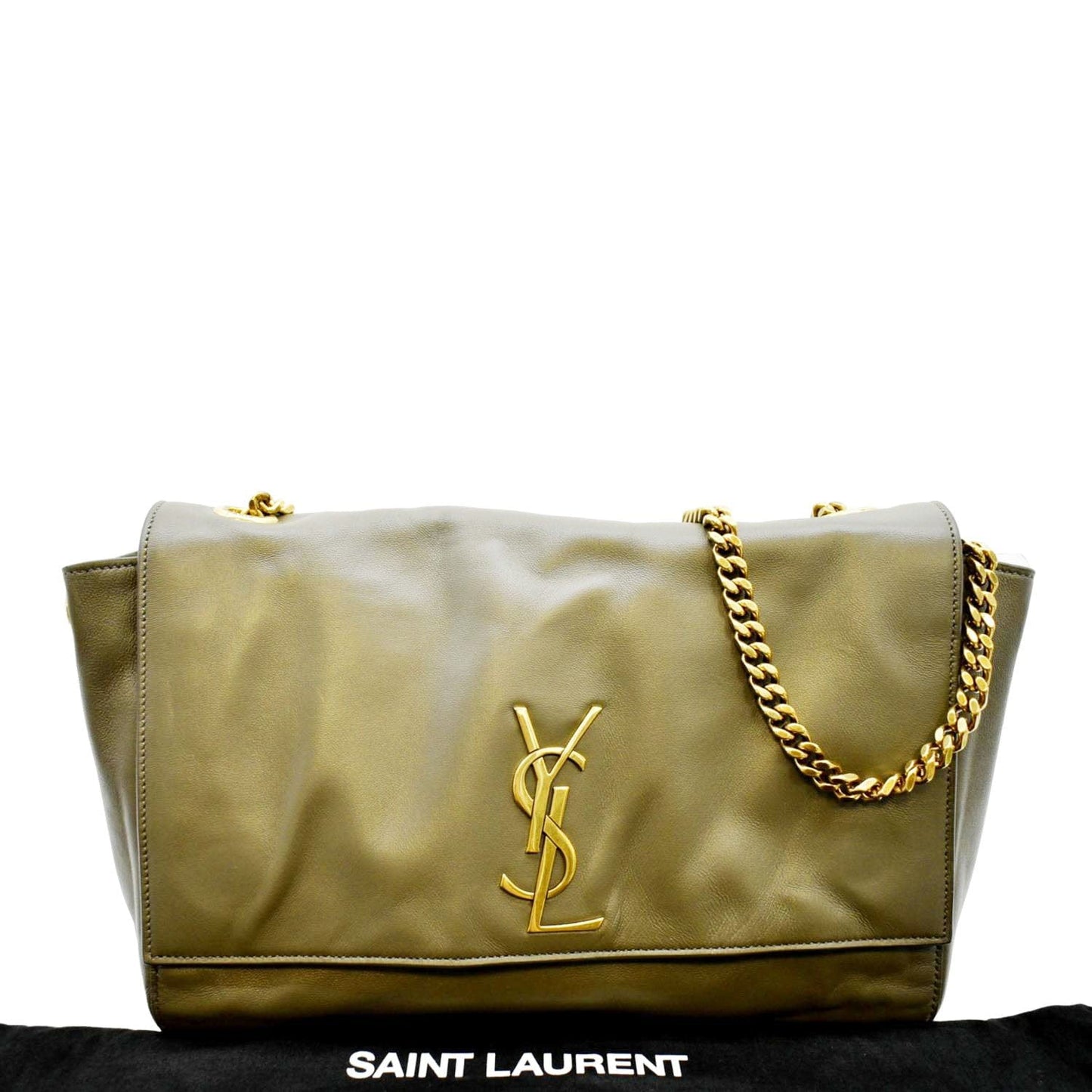 YSL Saint Laurent Yves Kate Reversible Crossbody Bag Leather Green