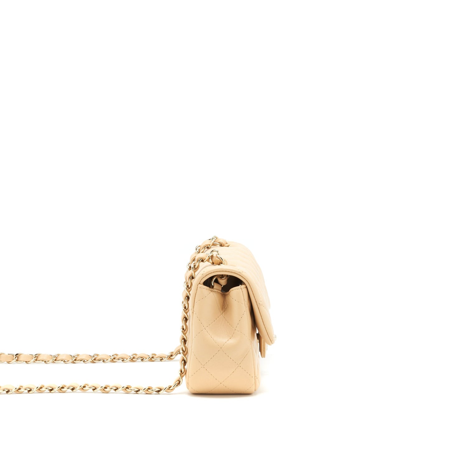 Chanel Rectangular Lambskin Light LGHW microchip Beige Mini Bag