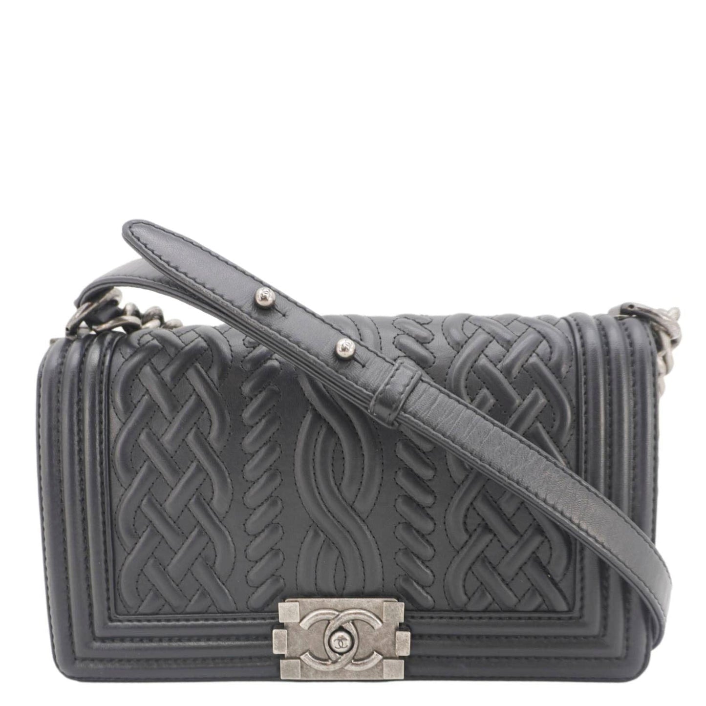 Chanel Celtic Boy Flap Leather Black Travel Bag