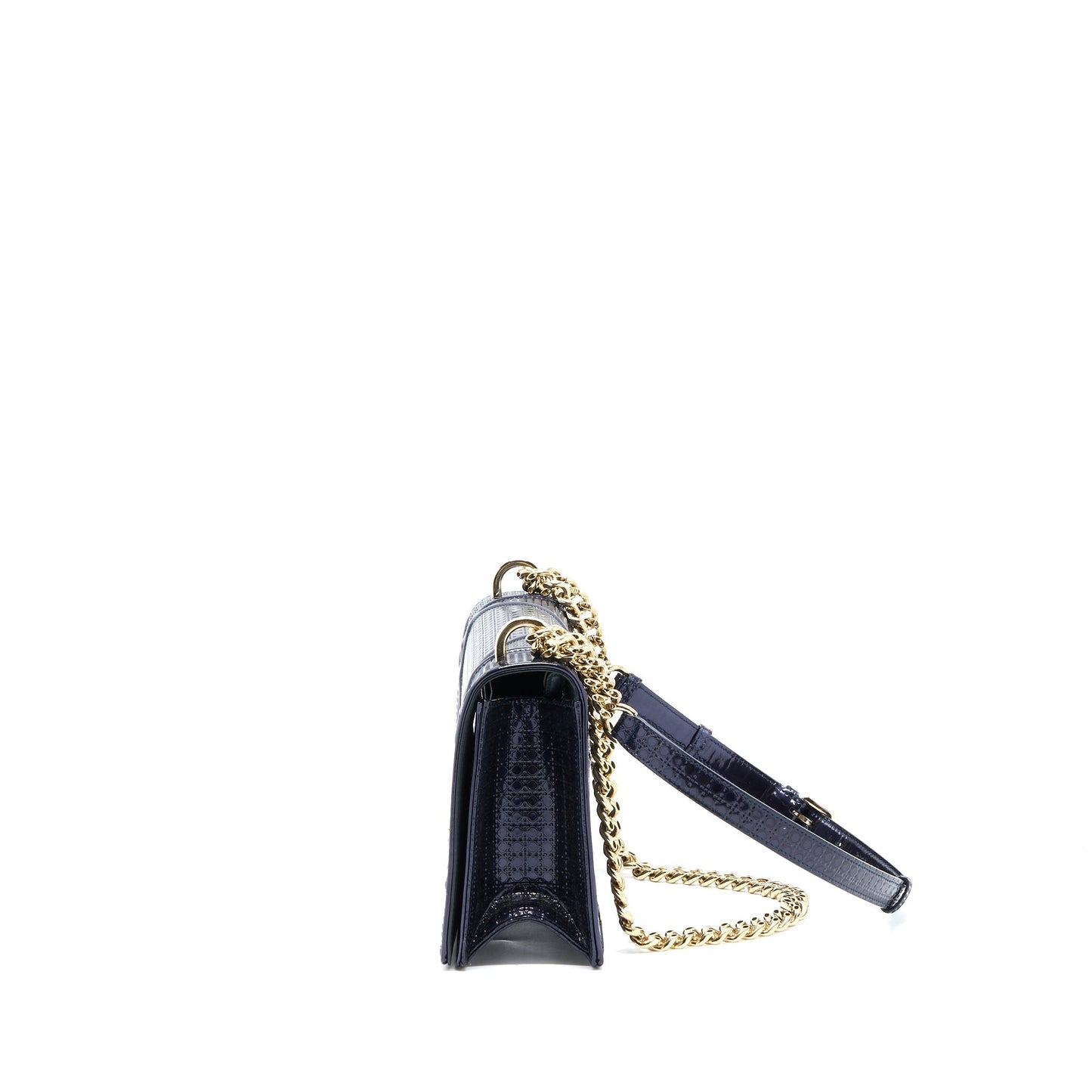 Dior ama Calfskin Metallic Navy Handbag Medium Travel Bag