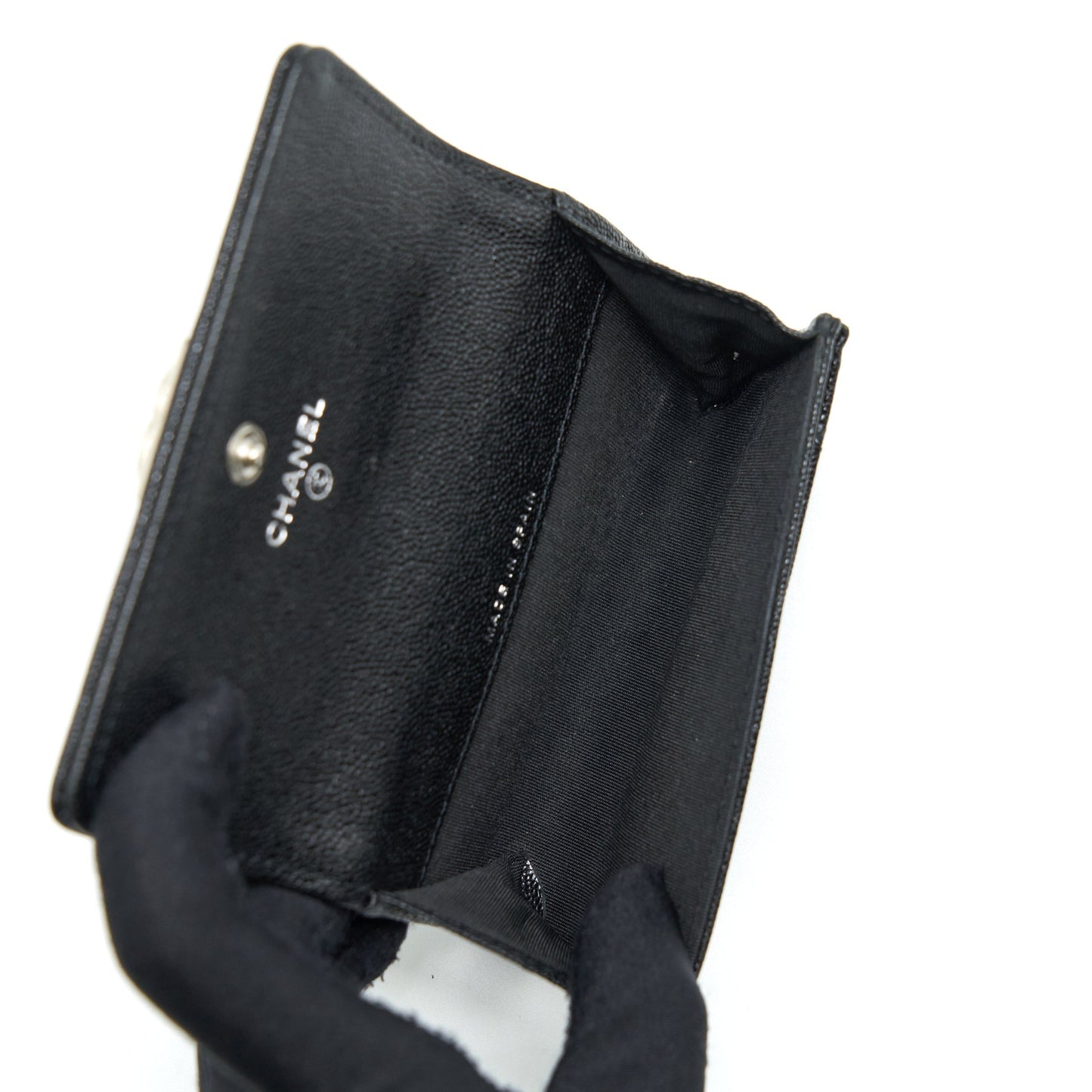 Chanel Boy Card Holder Caviar SHW Black Wallet Case
