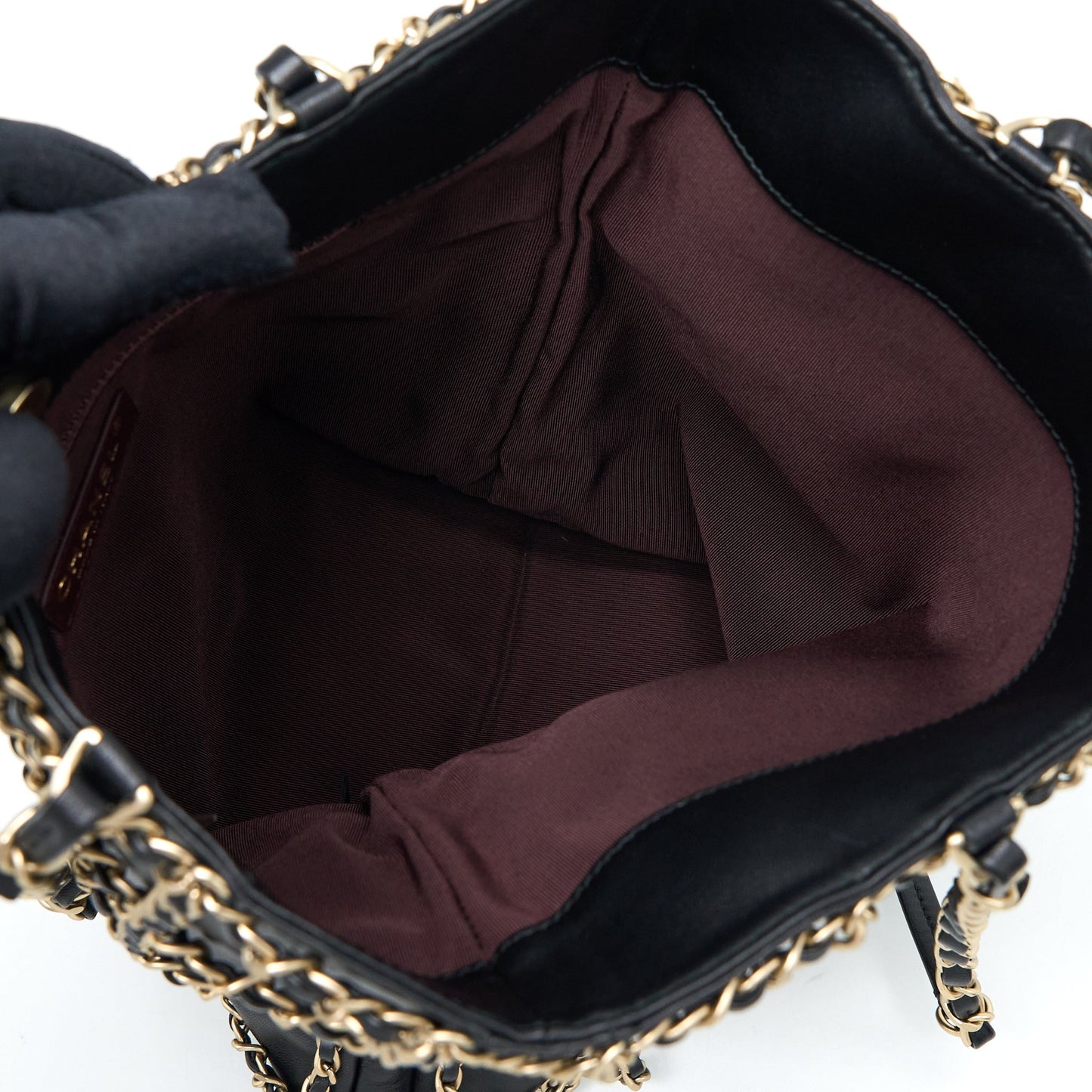 Chanel Cruise chained Lambskin LGHW Black Tote Bag
