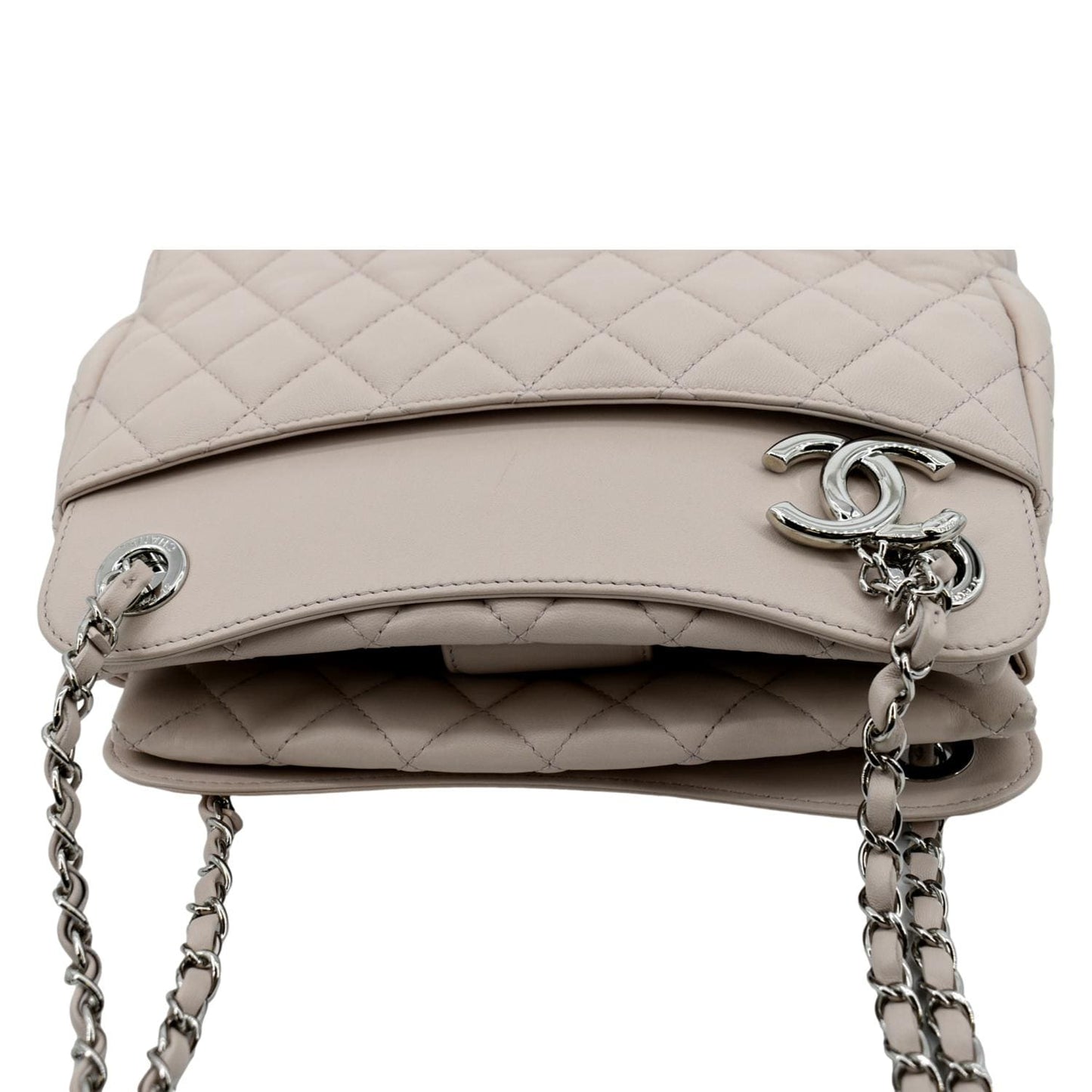 Chanel CC Quilted Shopping Light Leather Lambskin Pink Travel Bag