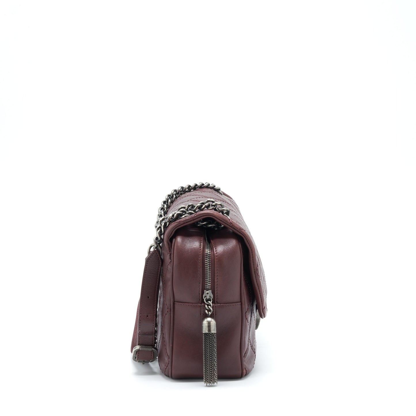 Chanel Jumbo Quilted Flap Calfskin Burgundy Ruthenium Shoulder Bag
