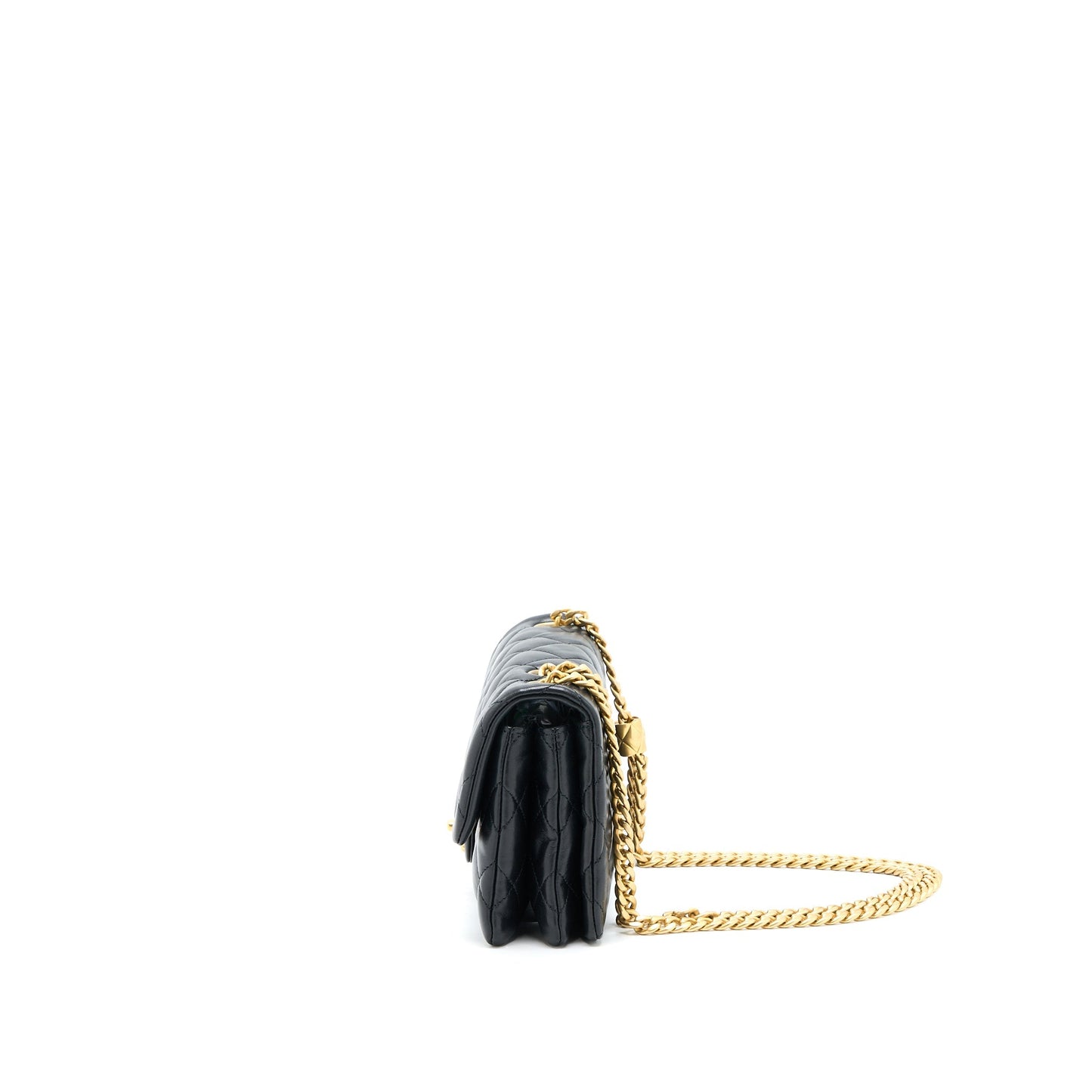Chanel 22K Pillar Adjustable Flap Lambskin Brushed Black Gold Shoulder Bag