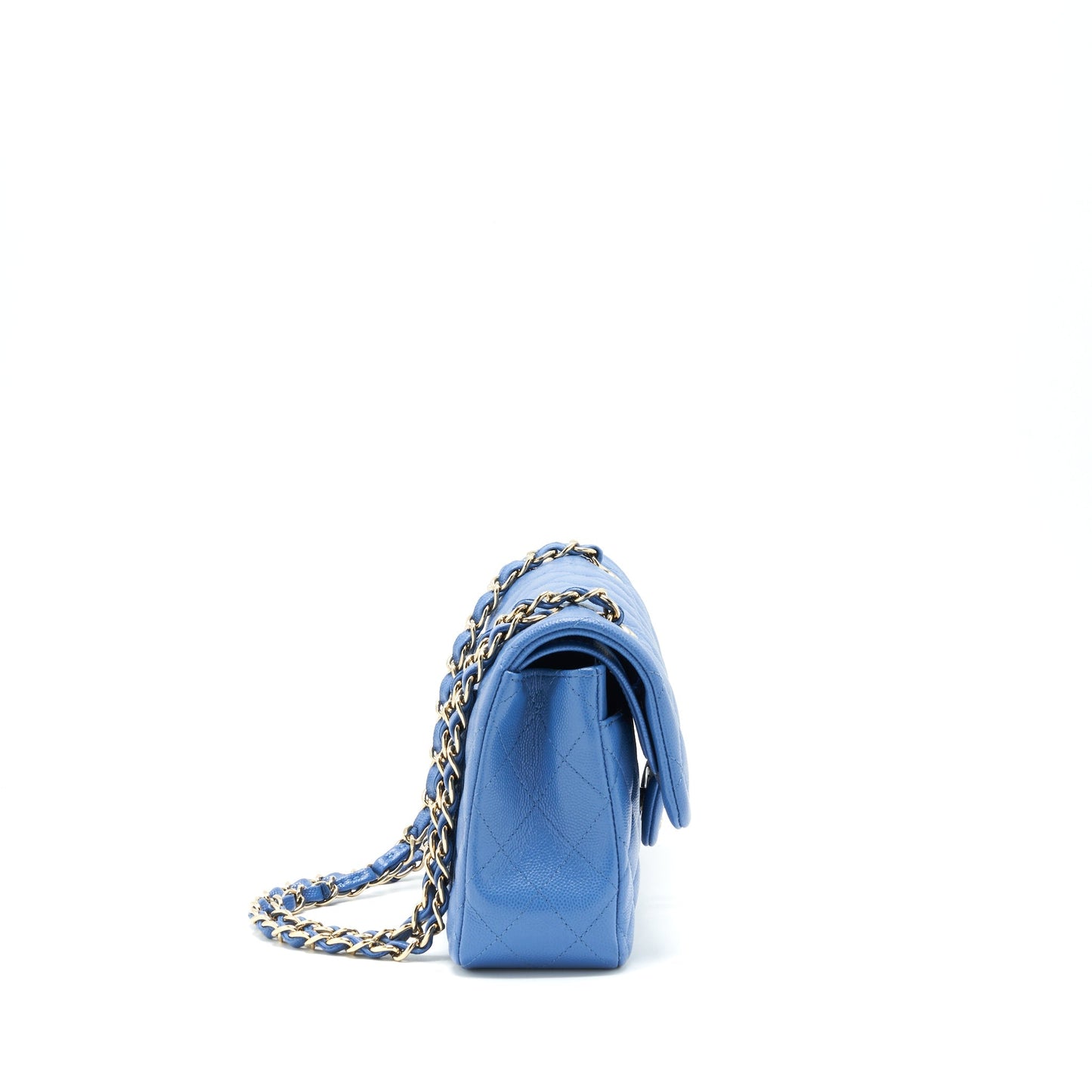 Chanel Classic double Flap Caviar LGHW Blue Small Handbag