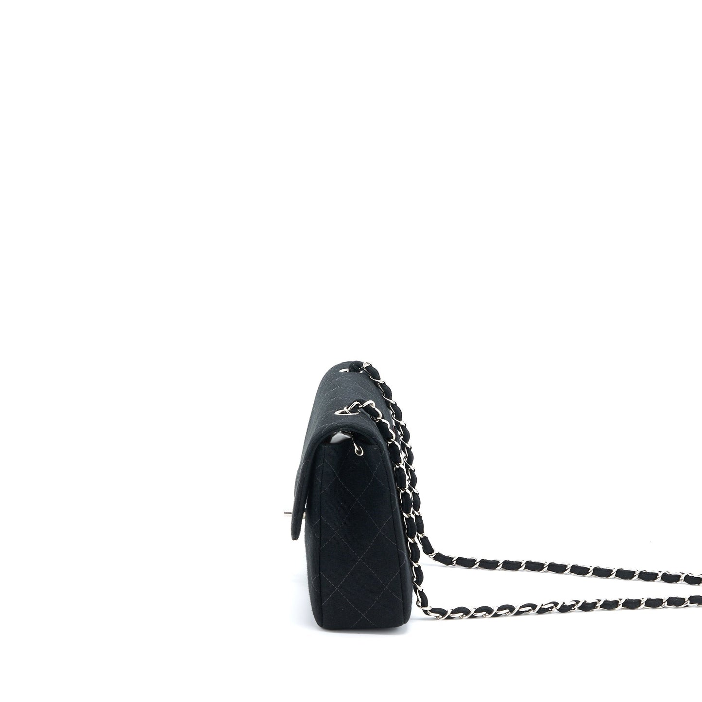 Chanel Single Flap Fabric SHW Black Shoulder Bag