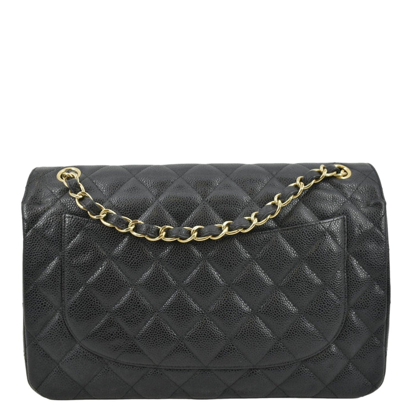 Chanel Classic Double Flap Quilted Caviar Leather Black Travel Bag Flap Bag