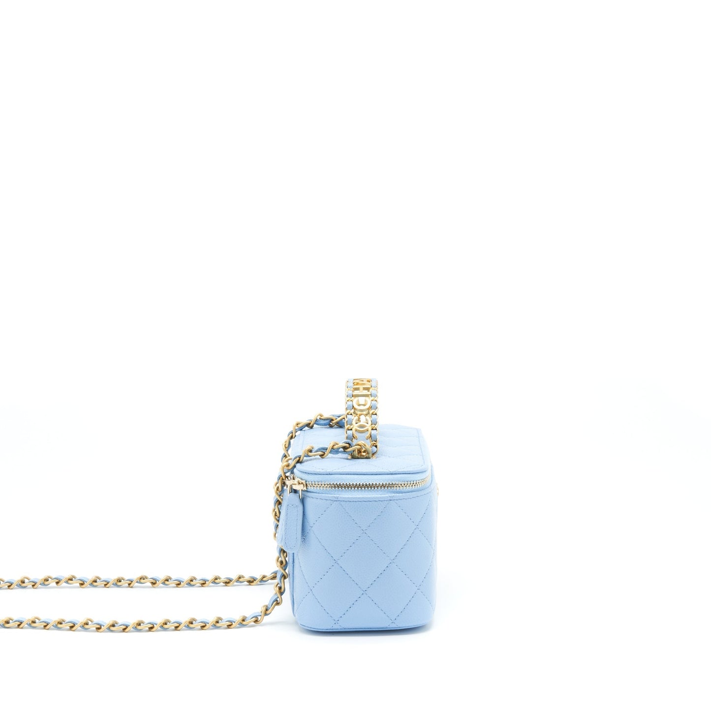Chanel 22S Letter Handle Long Vanity Caviar Blue Handbag