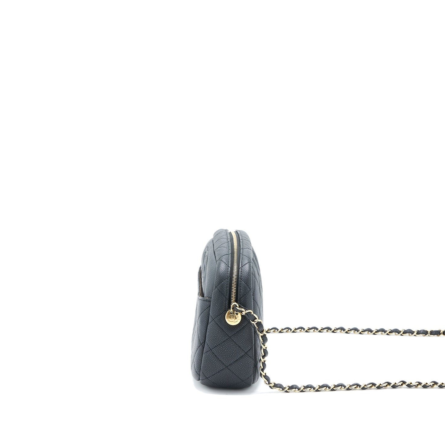 Chanel Camera Grained Calfskin Dark LGHW Grey Crossbody Bag
