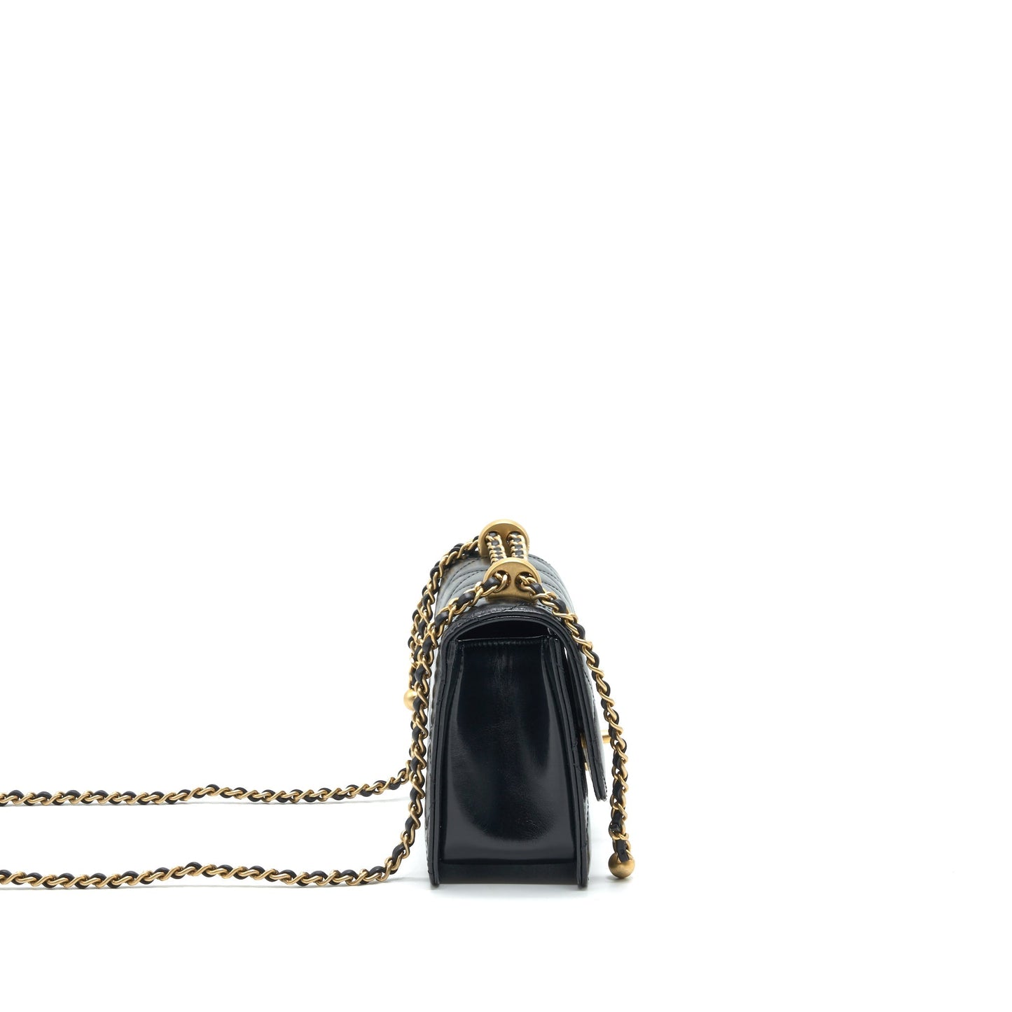 Chanel 21A Crush Flap Calfskin GHW Black Gold Shoulder Bag