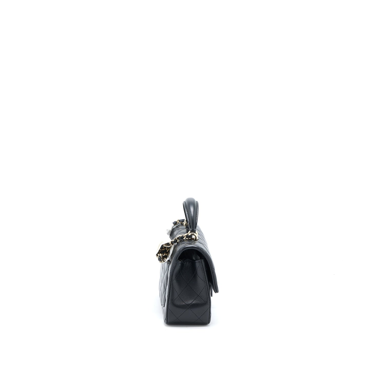 Chanel Top Handle Rectangular Flap Lambskin LGHW Black Shoulder Bag Lgwh Microchip