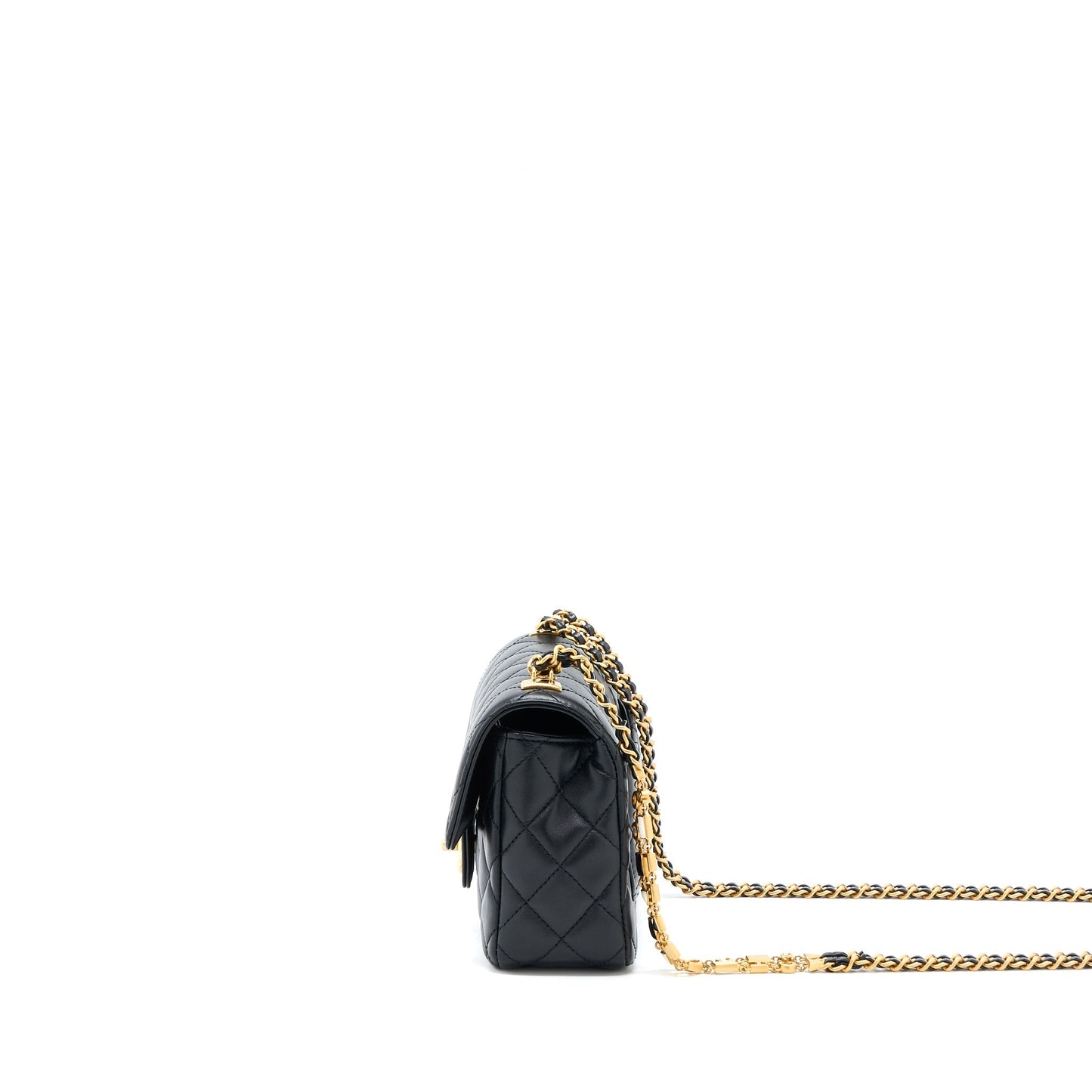 Chanel Seasonal Flap Detail Lambskin Brushed GHW Black Shoulder Bag