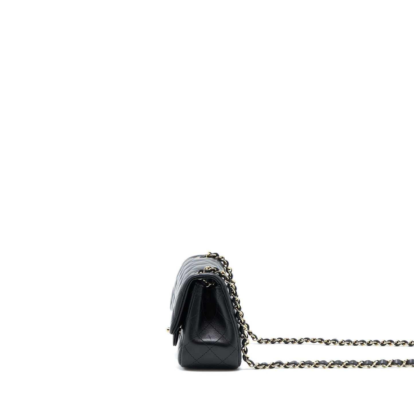 Chanel Square Flap Lambskin LGHW Microchip Black Shoulder Bag Microchip 6
