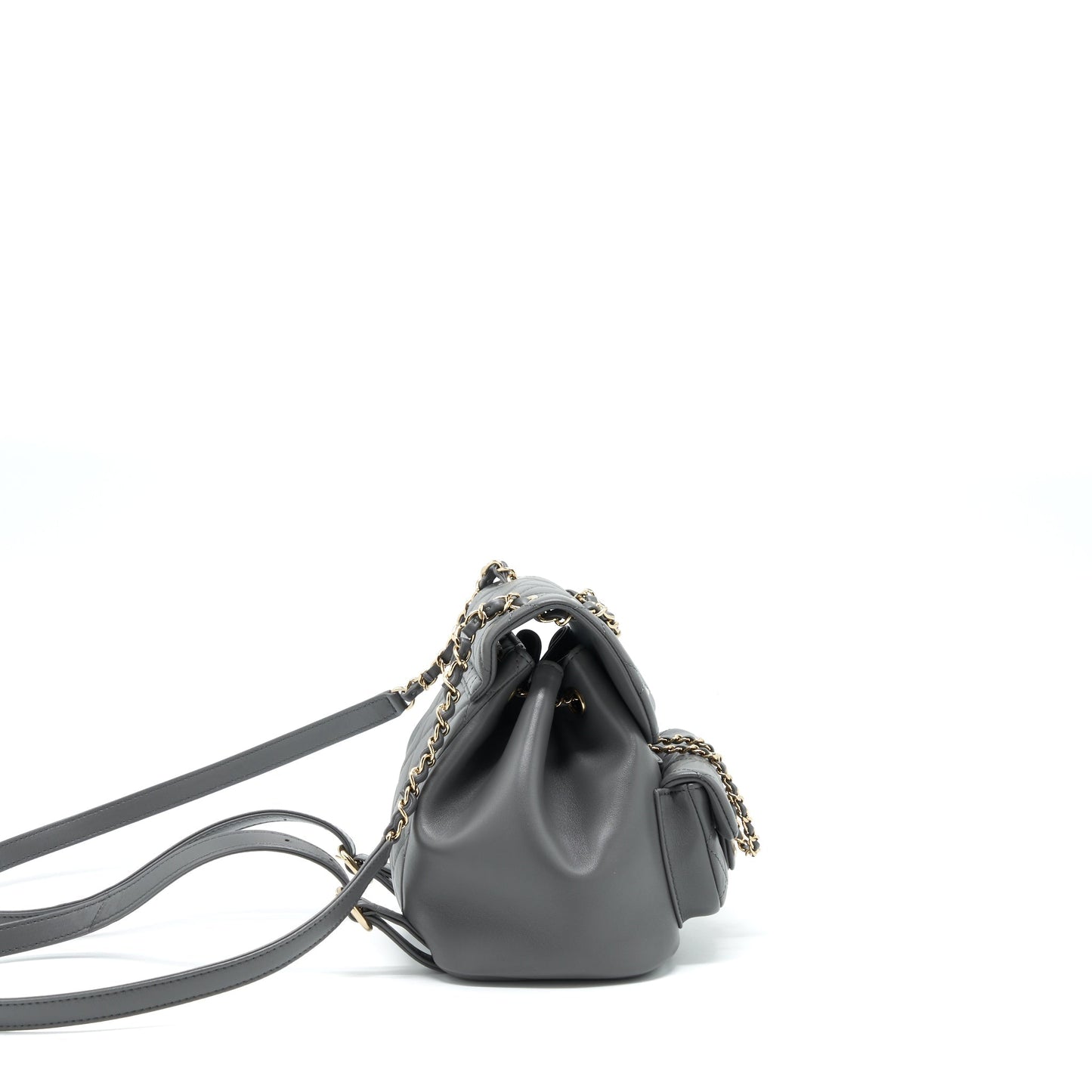 Chanel Duma Backpack Lambskin LGHW Microchip Grey