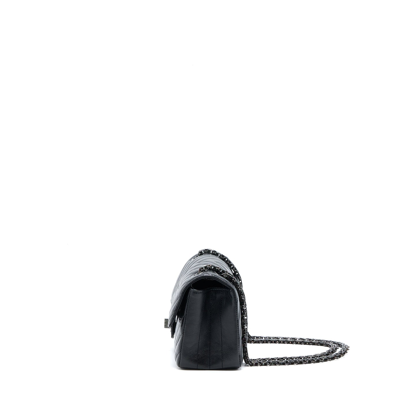 Chanel Reissue 2.55 Flap Chevron Aged Calfskin Black Shoulder Bag