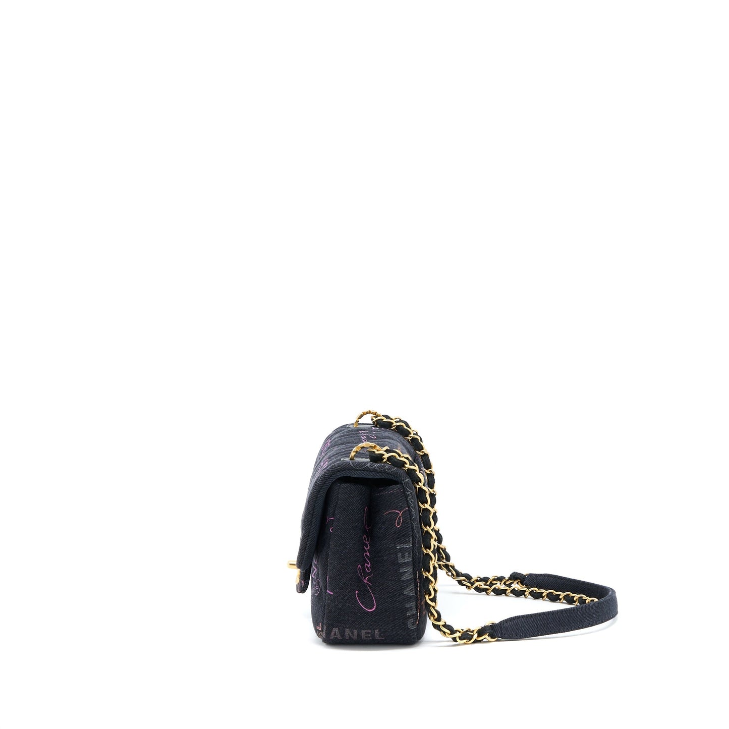 Chanel 22P Denim Flap Brushed GHW Microchip Black Shoulder Bag