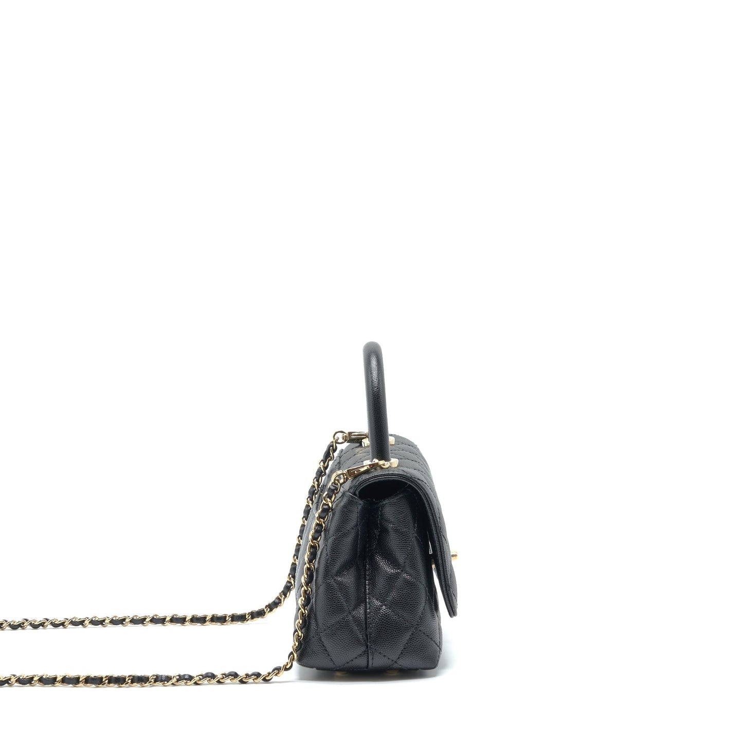 Chanel Coco Handle 20cm Caviar LGHW Microchip Black Mini Bag