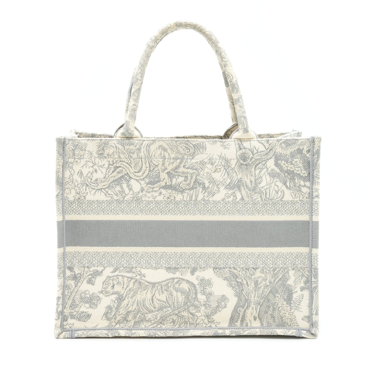 Dior Book Tote Grey Toile De Jouy Embroidery Medium Tote Bag
