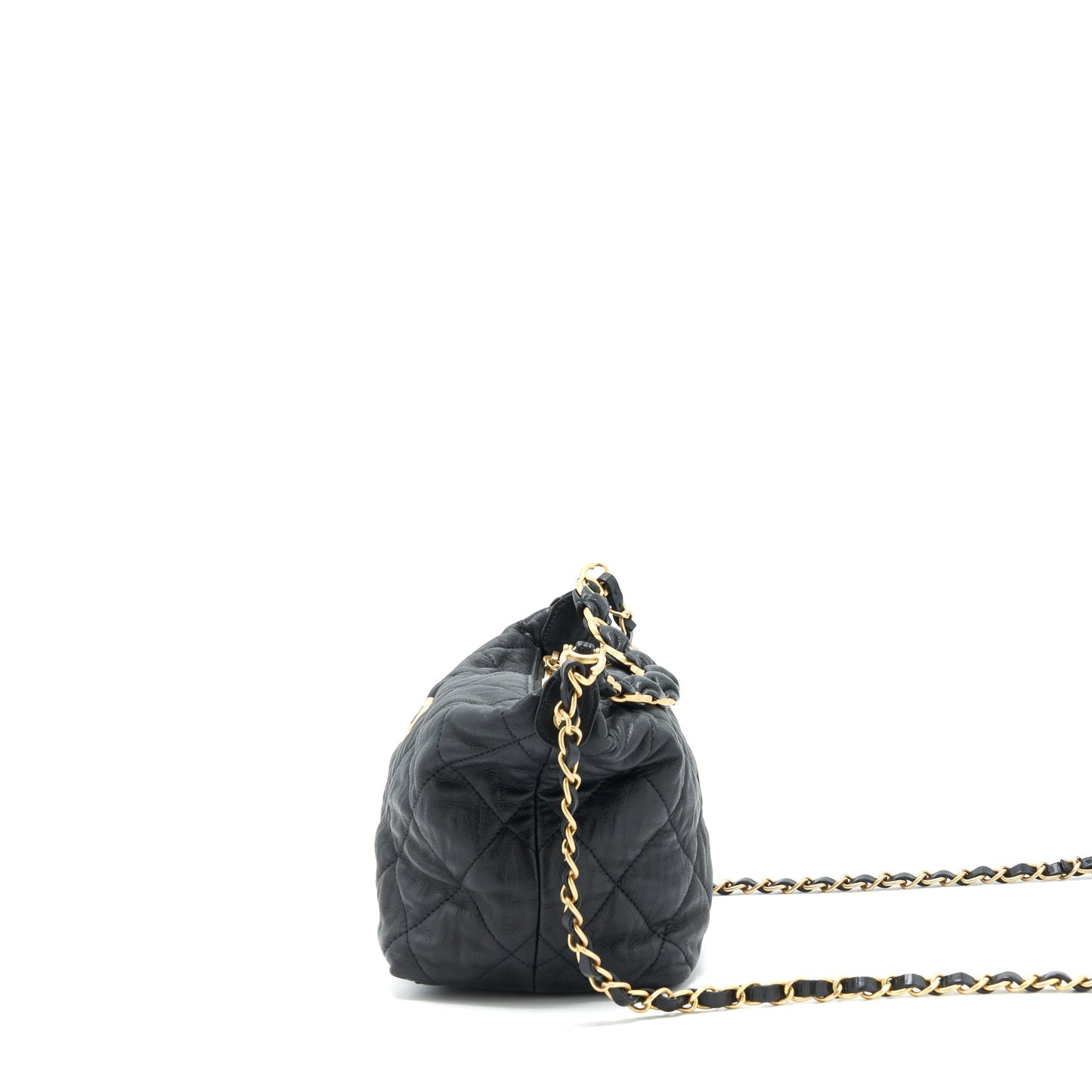 Chanel Hobo Lambskin GHW Black Crossbody Bag