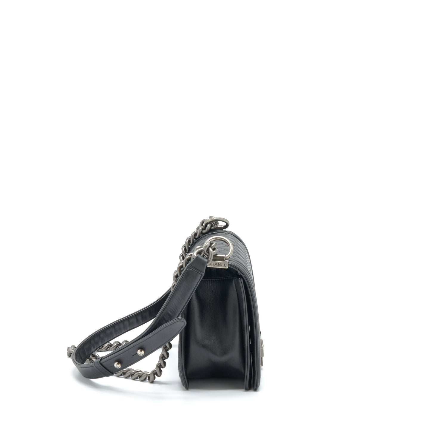 Chanel Boy Calfskin Ruthenium Hardware Black Handbag Black Hardware