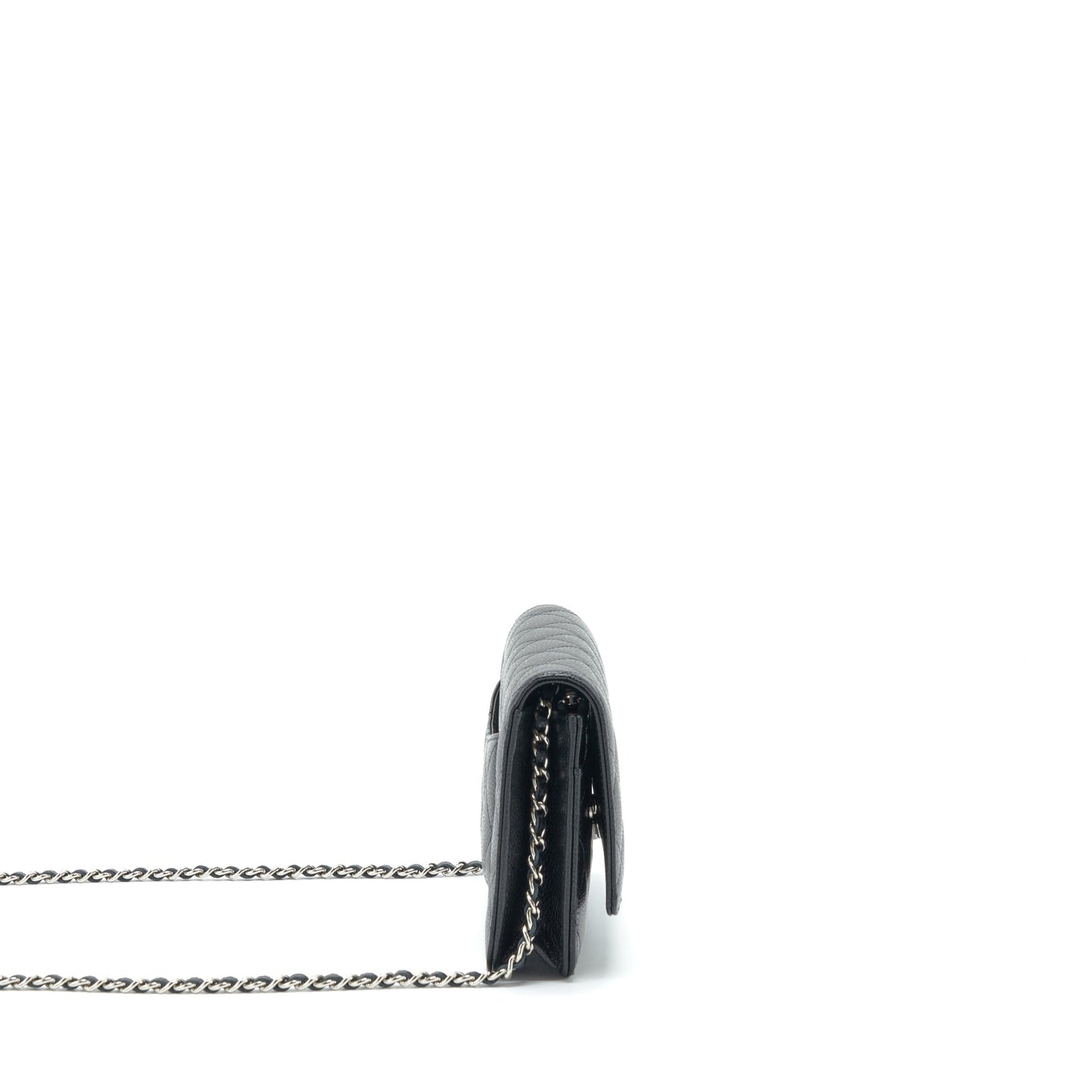 Chanel Classic On Caviar SHW Microchip Black Wallet Case