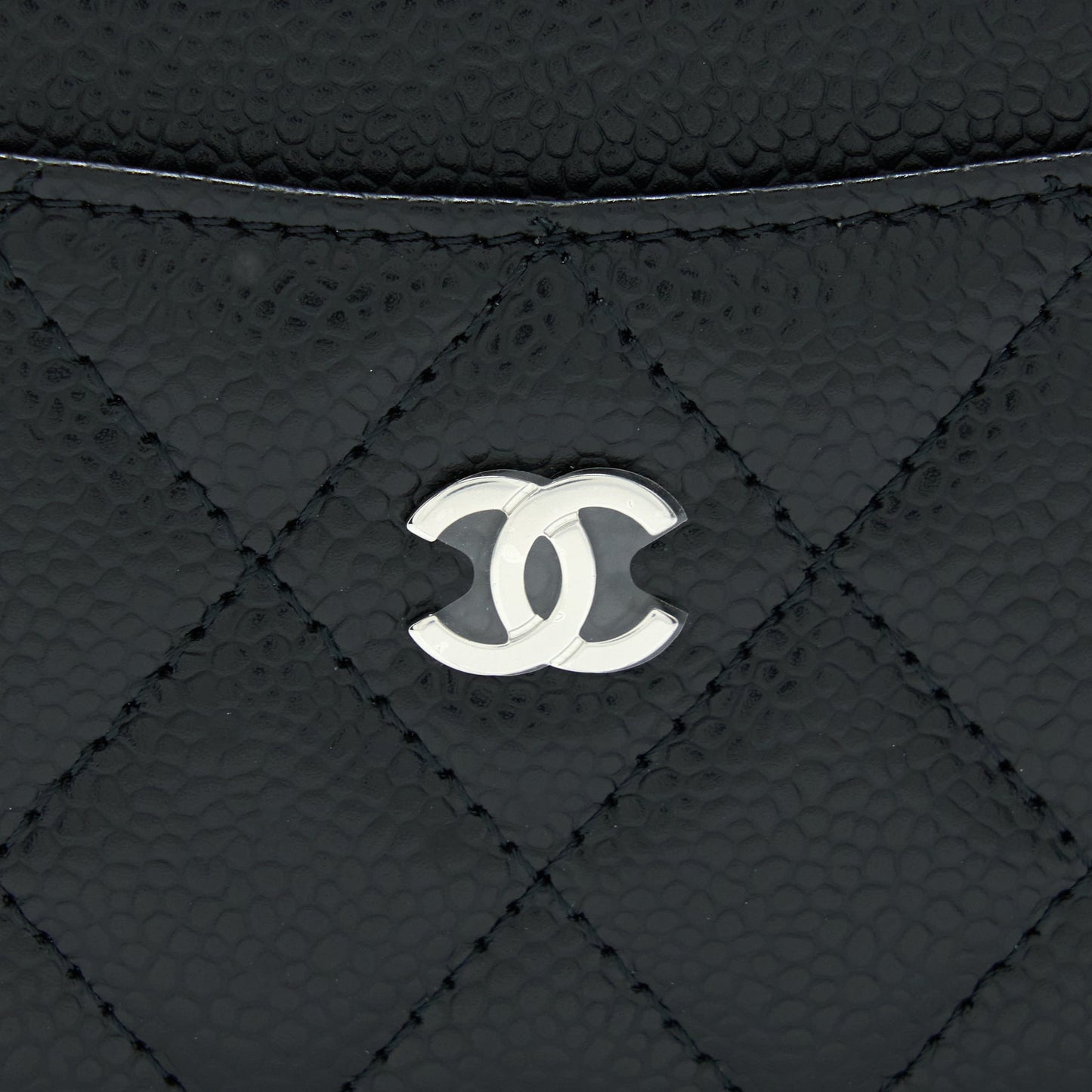 Chanel Classic Card Holder Caviar SHW Black Wallet Case