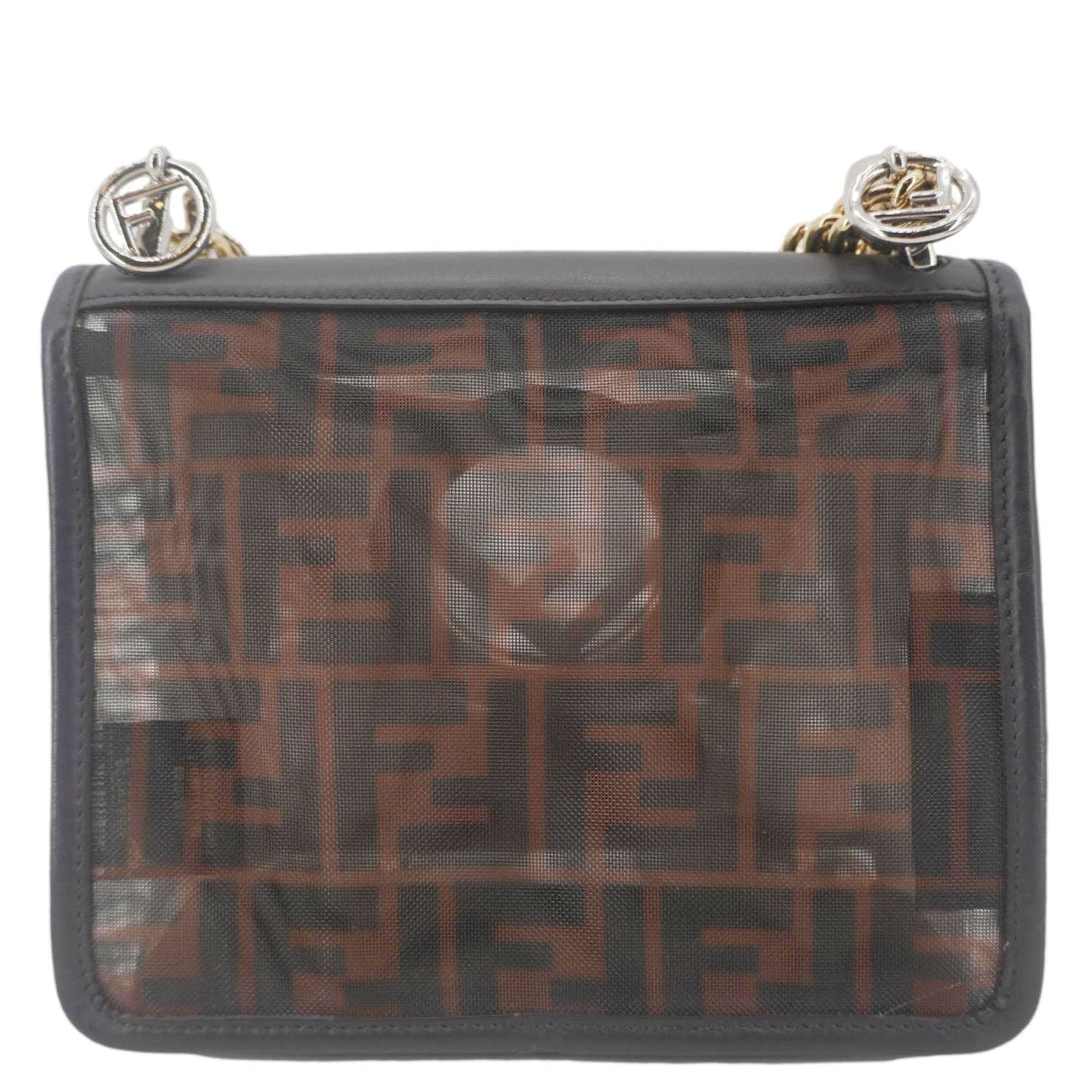 Fendi Kan Ff Mesh Crossbody Bag Nylon Brown Small
