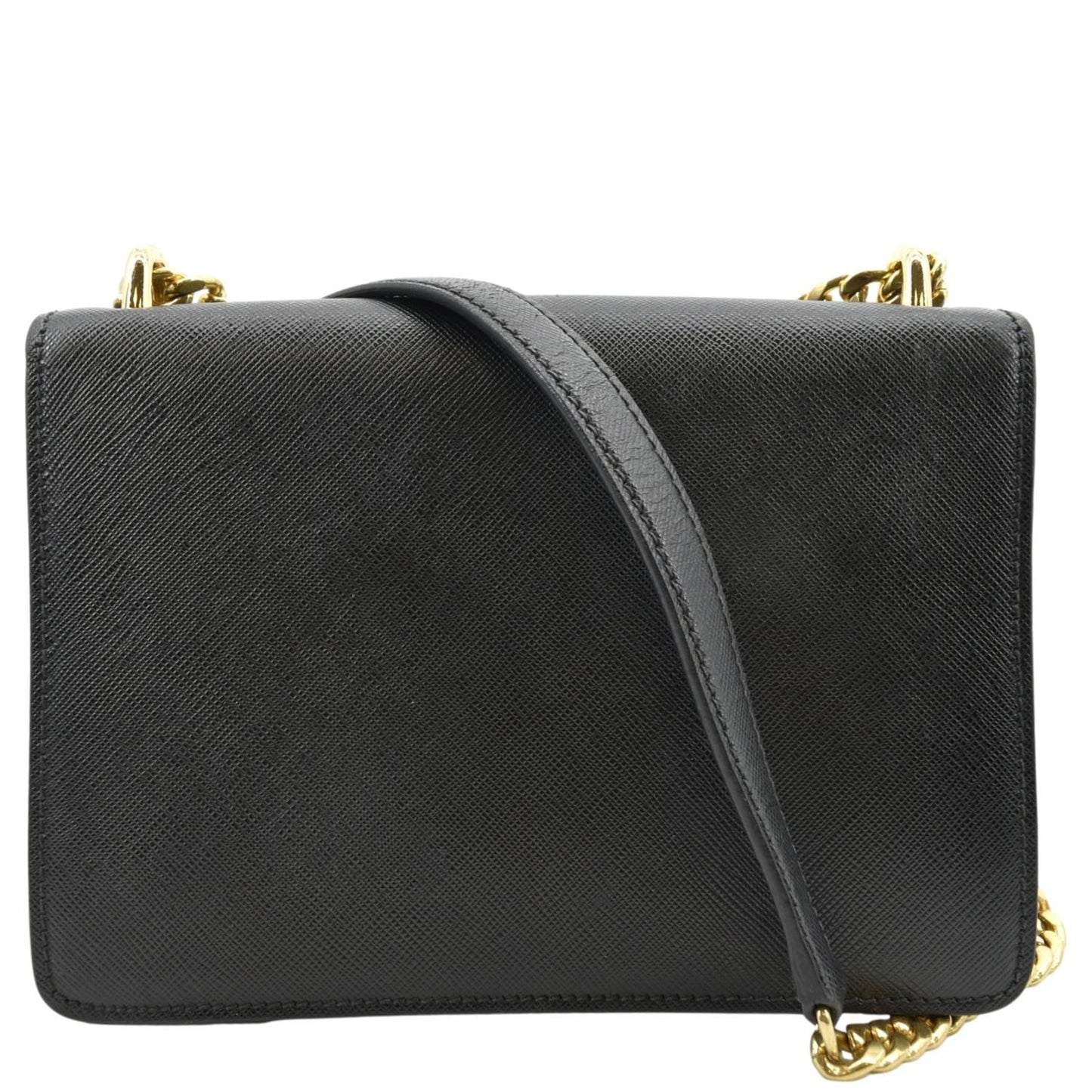 Flip Lock Saffiano Crossbody Bag Leather Black
