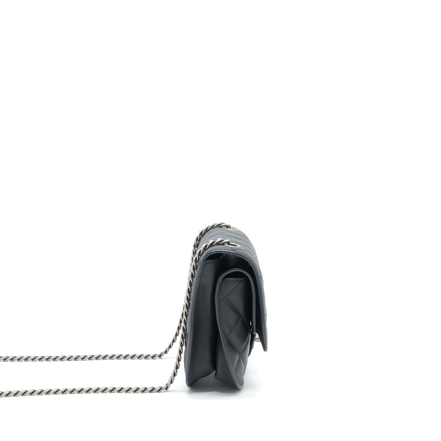 Chanel Quilted Flap Ruthenium Hardware Black Crossbody Bag