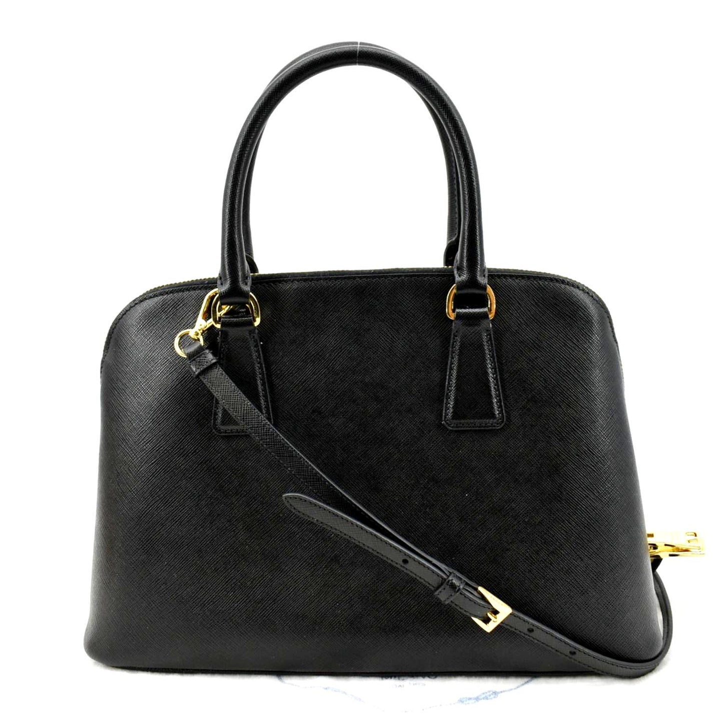 Prada Lux Promenade Shoulder Bag Leather Saffiano Black