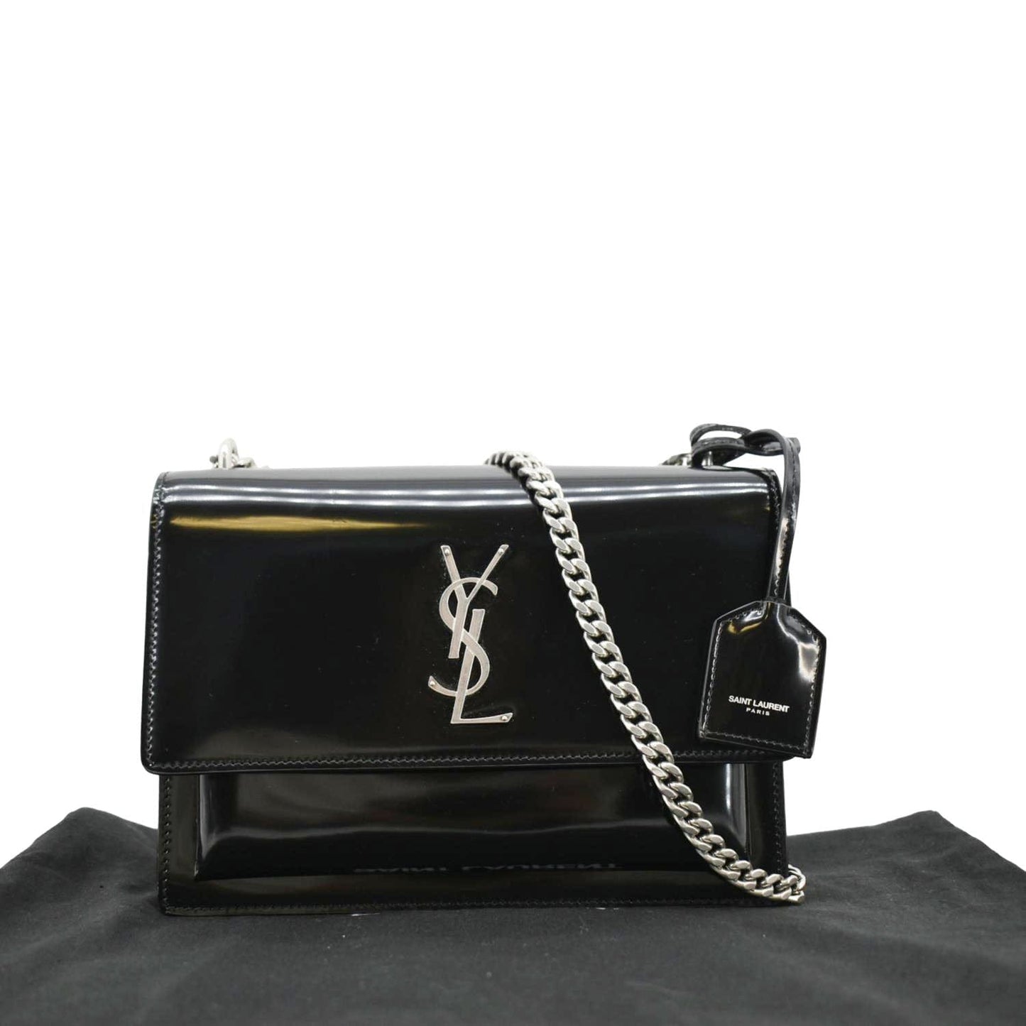 YSL Saint Laurent Yves Sunset Shoulder Bag Leather Monogram Black Saint Laurent Sunset