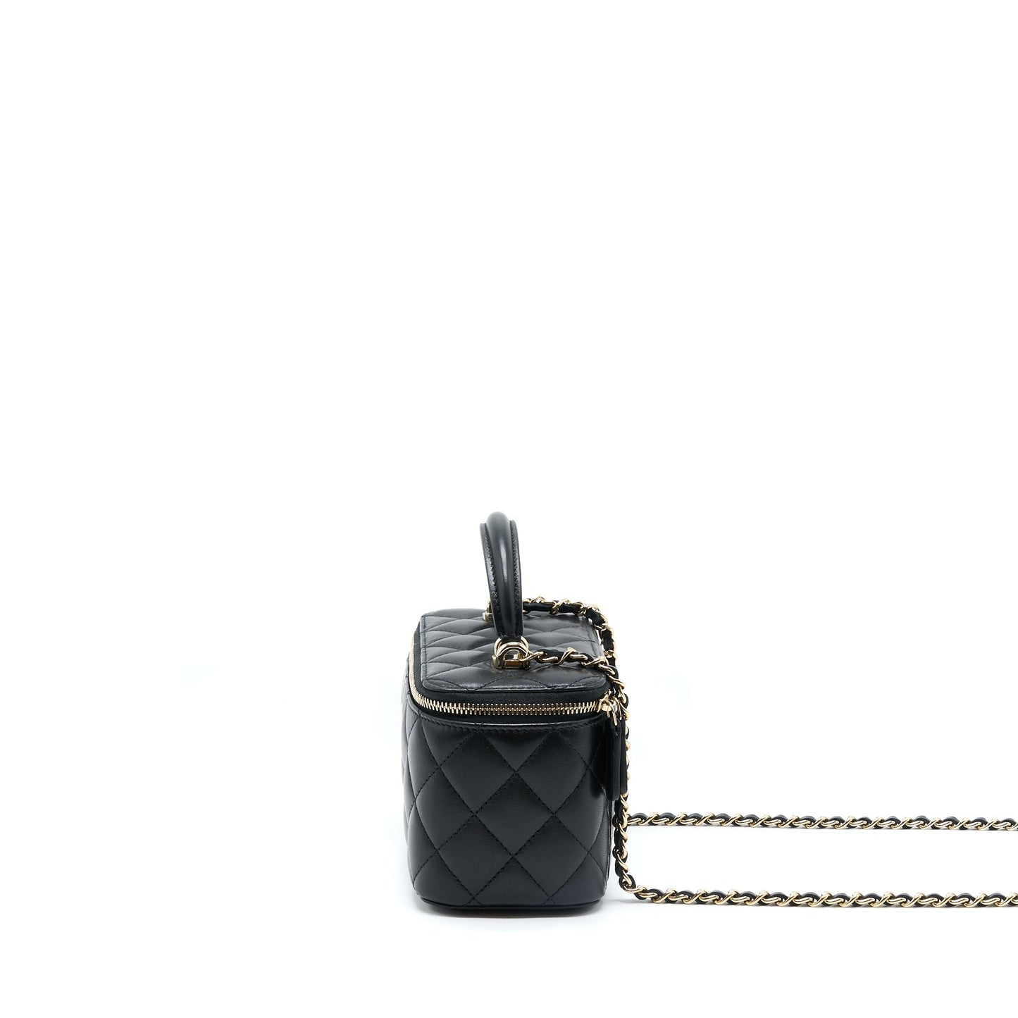 Chanel 22A Top Handle Long Vanity Lambskin Black Handbag New Version