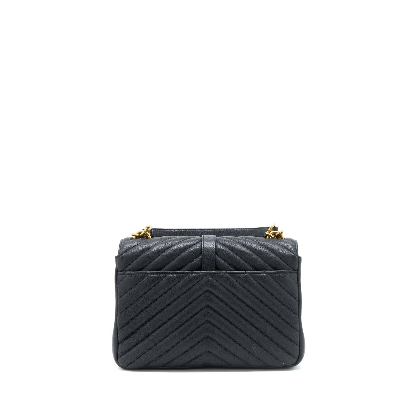 YSL Saint Laurent Saint Laurent College Purse Lambskin Brushed Travel Quilted Black Travel Bag