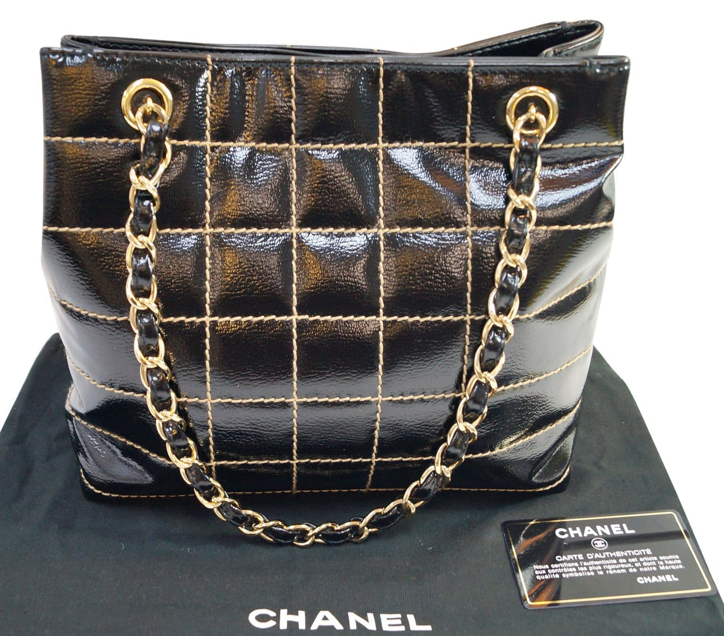 Chanel Square Stitch CC Black Travel Bag