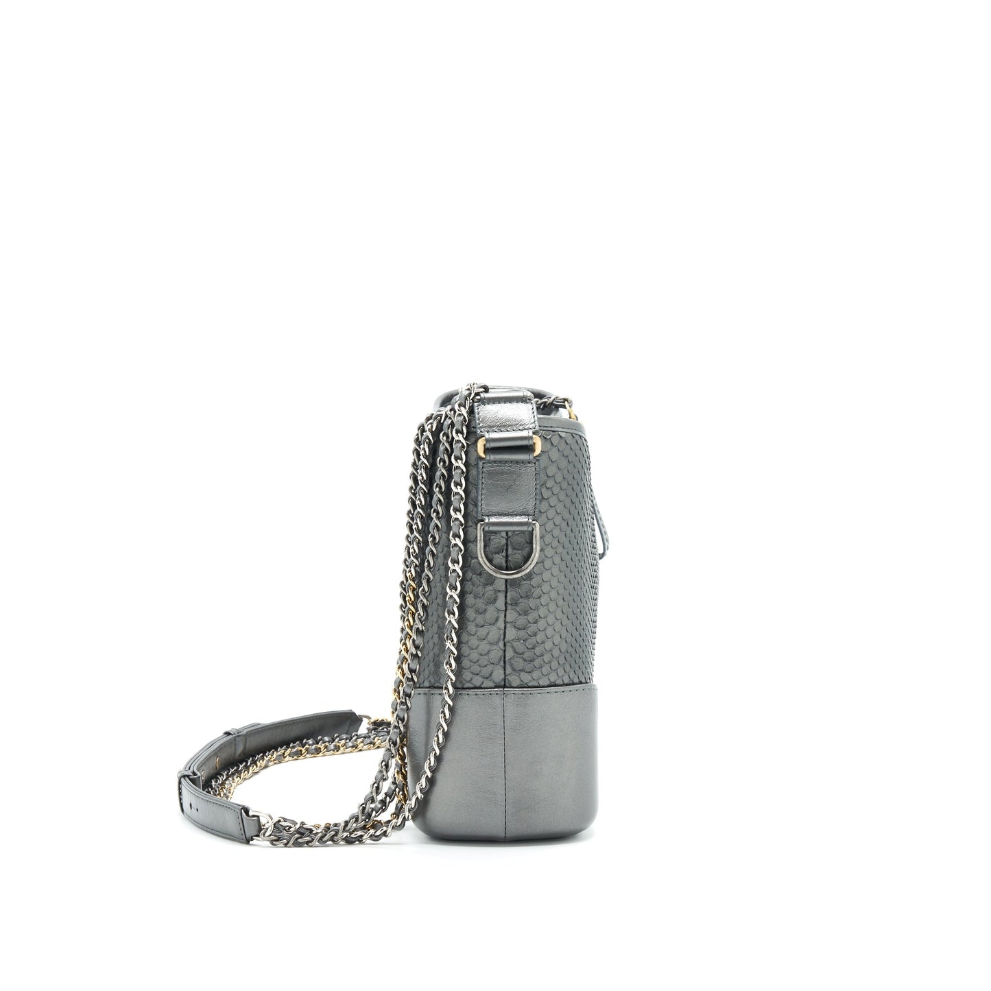 Chanel Python Gabrielle Hobo Grey Leather Shoulder Bag