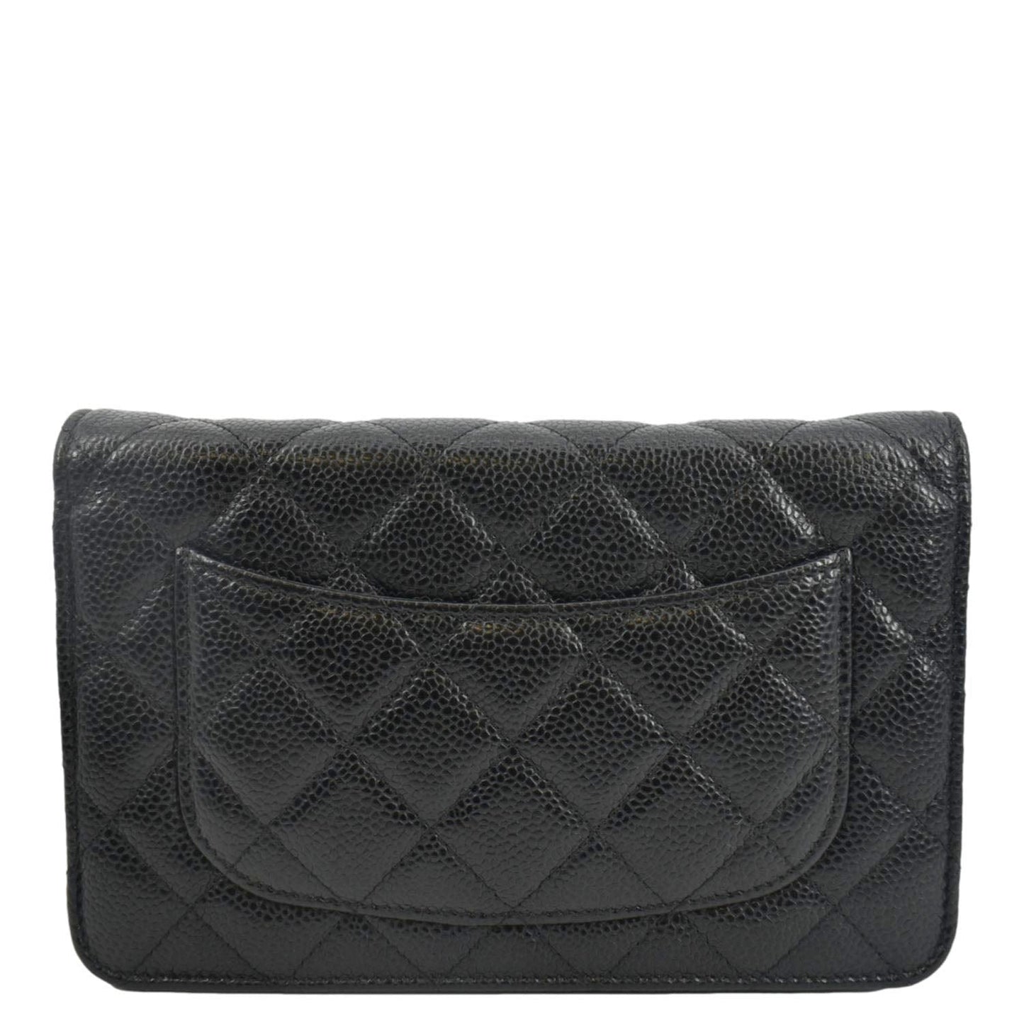 Chanel Woc Caviar On Leather Black Wallet Case