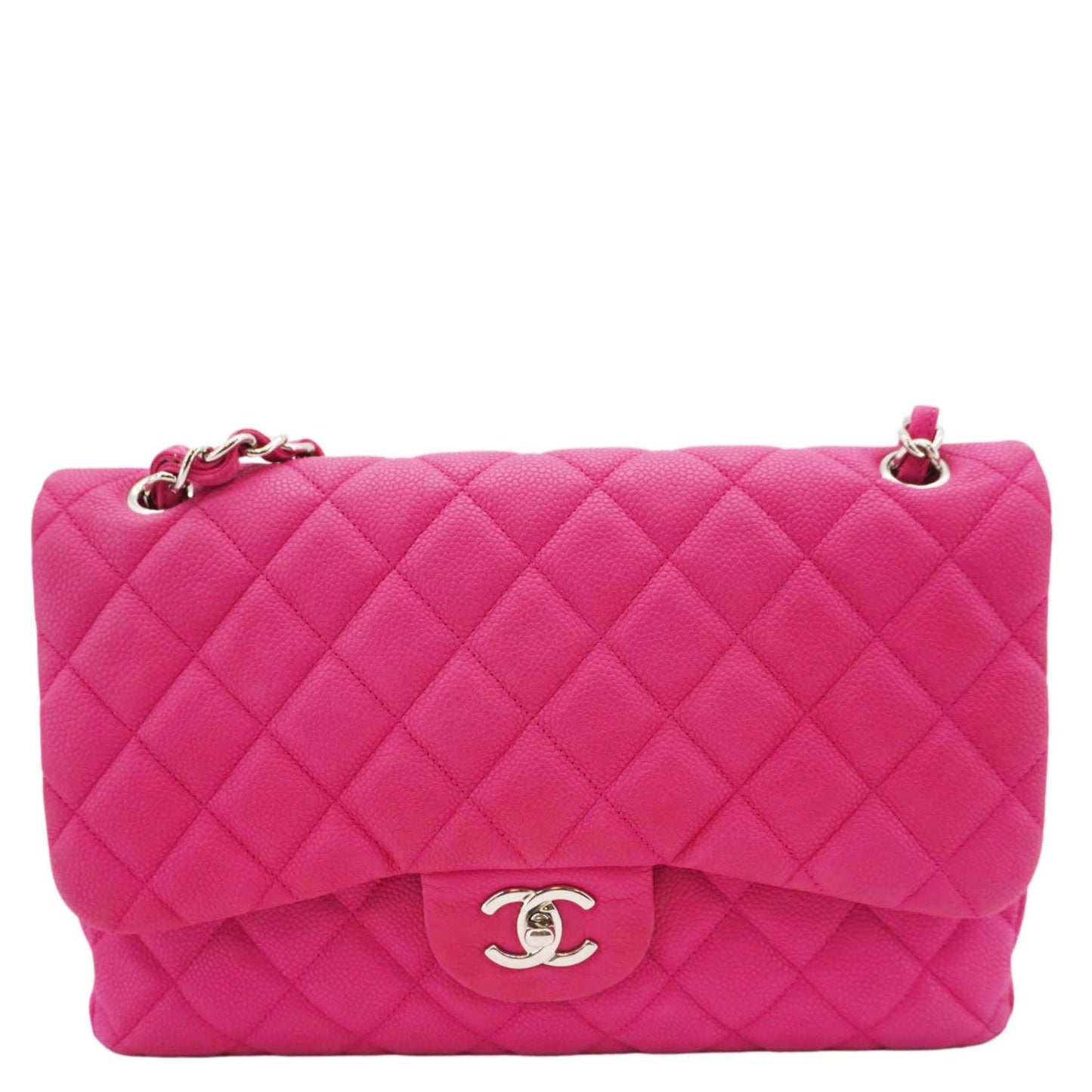 Chanel Jumbo Classic Double Flap Quilted Leather Pink Travel Bag