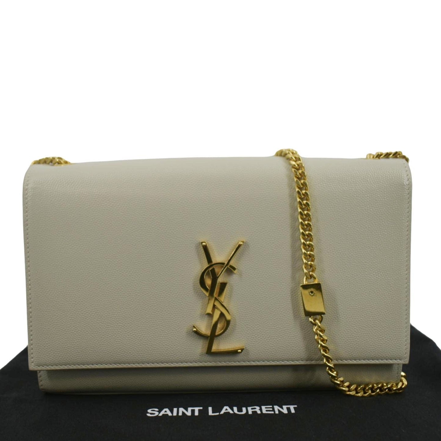 YSL Saint Laurent Yves Kate Clutch Crossbody Bag Leather White Chain Clutch Bag