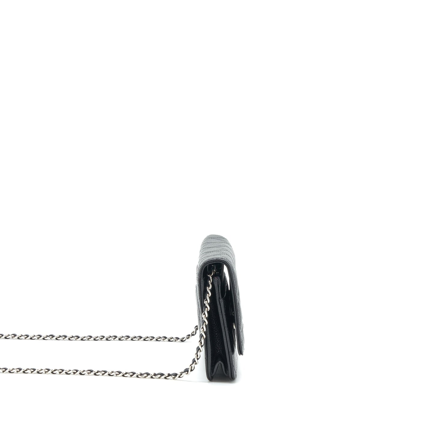 Chanel Classic On Caviar SHW Black Wallet Case