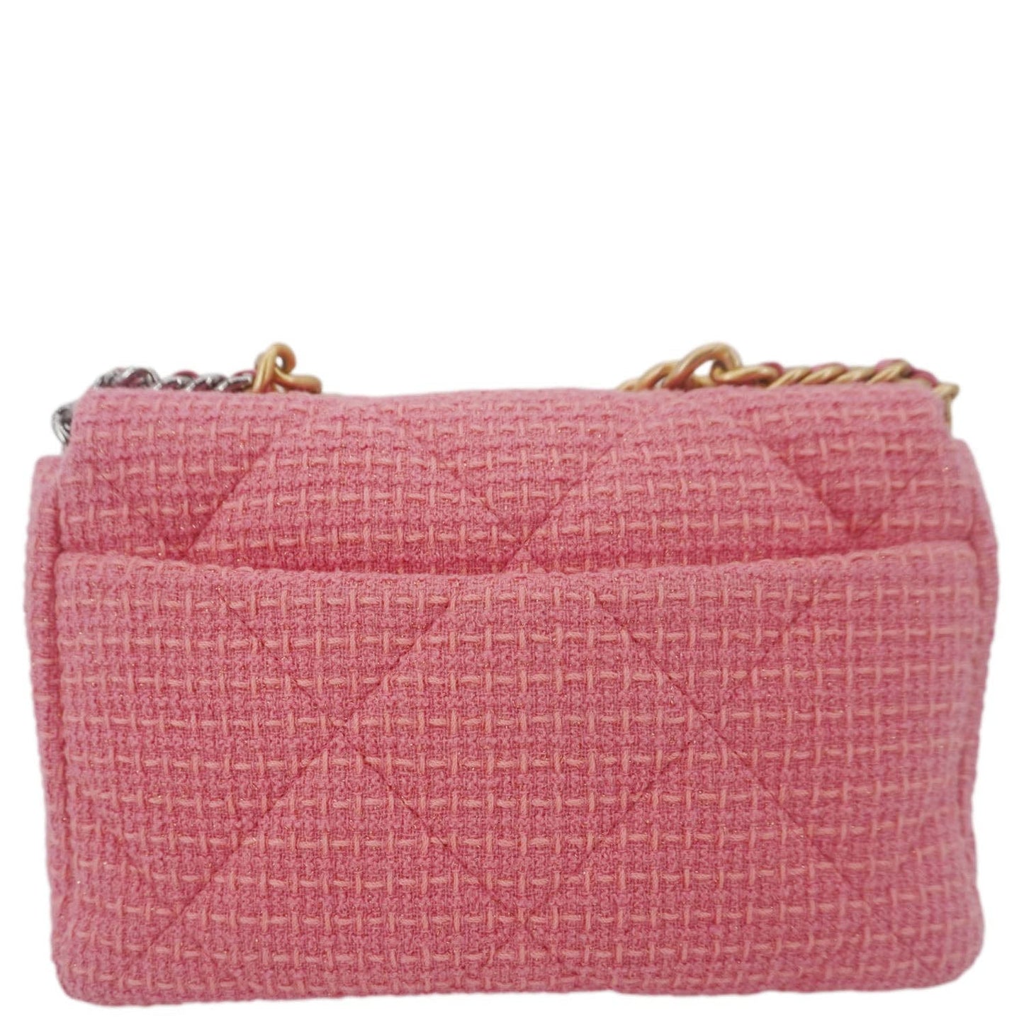 Chanel 19 Flap Quilted Tweed Rose Pink Travel Bag