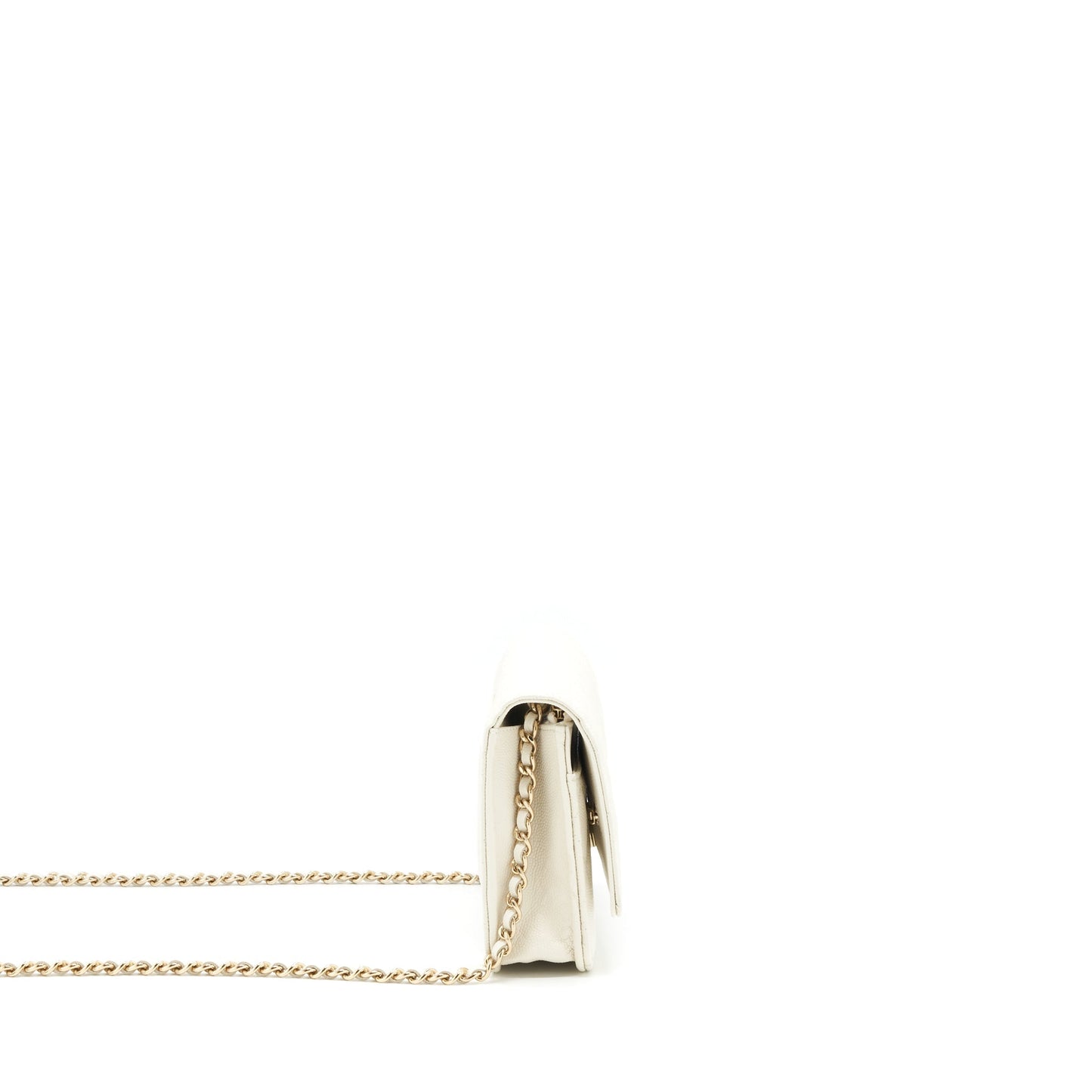 Chanel Classic On Caviar LGHW White Wallet Case