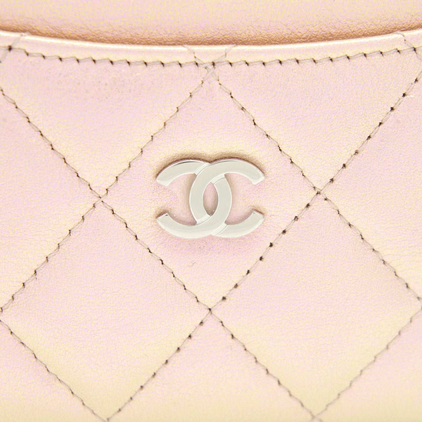 Chanel 21K Iridescent Flat Card Holder Pink Wallet Case