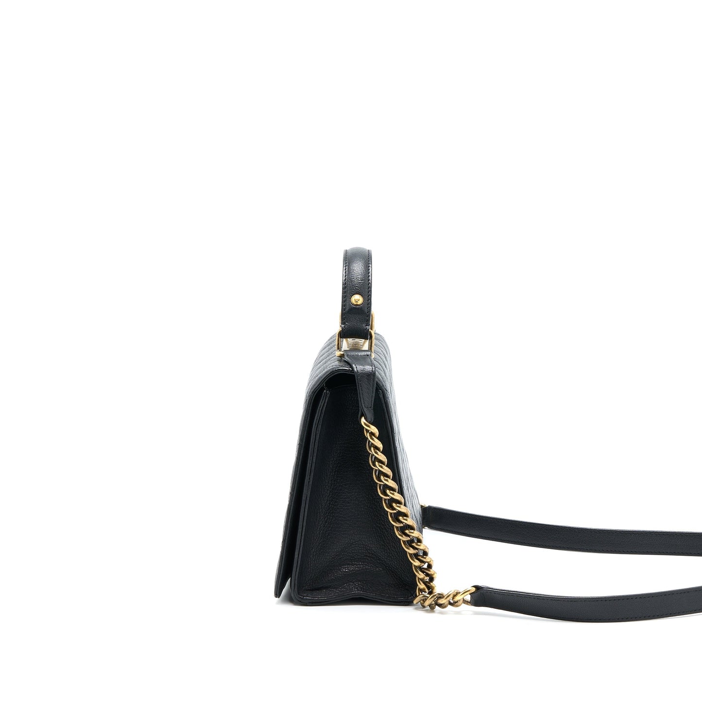 Chanel Rita Top Handle Flap Grained Goatskin Black Shoulder Bag
